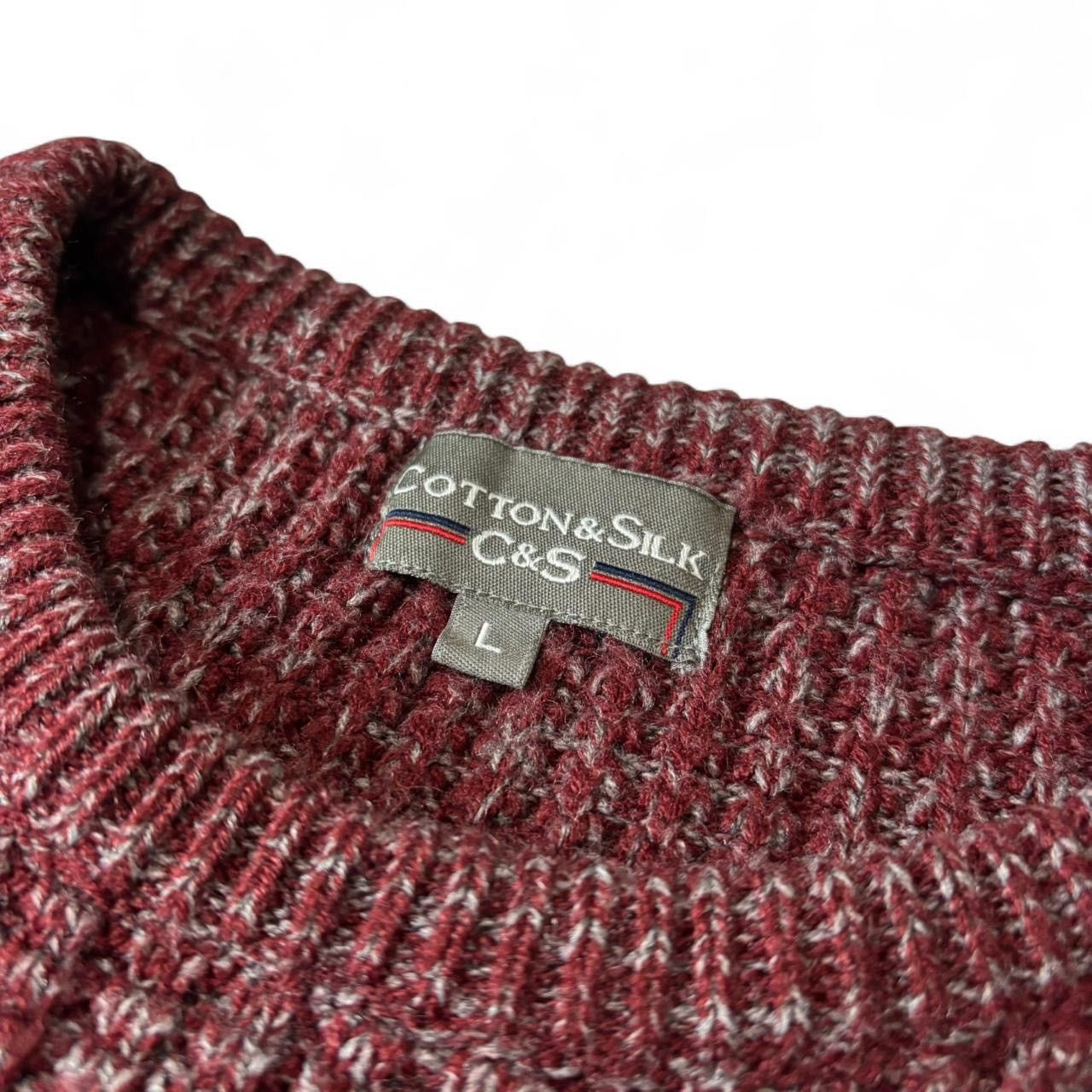 Vintage Burgundy & Grey Textured Knit 100% Acrylic Sweater - L Size US L / EU 52-54 / 3 - 3 Thumbnail