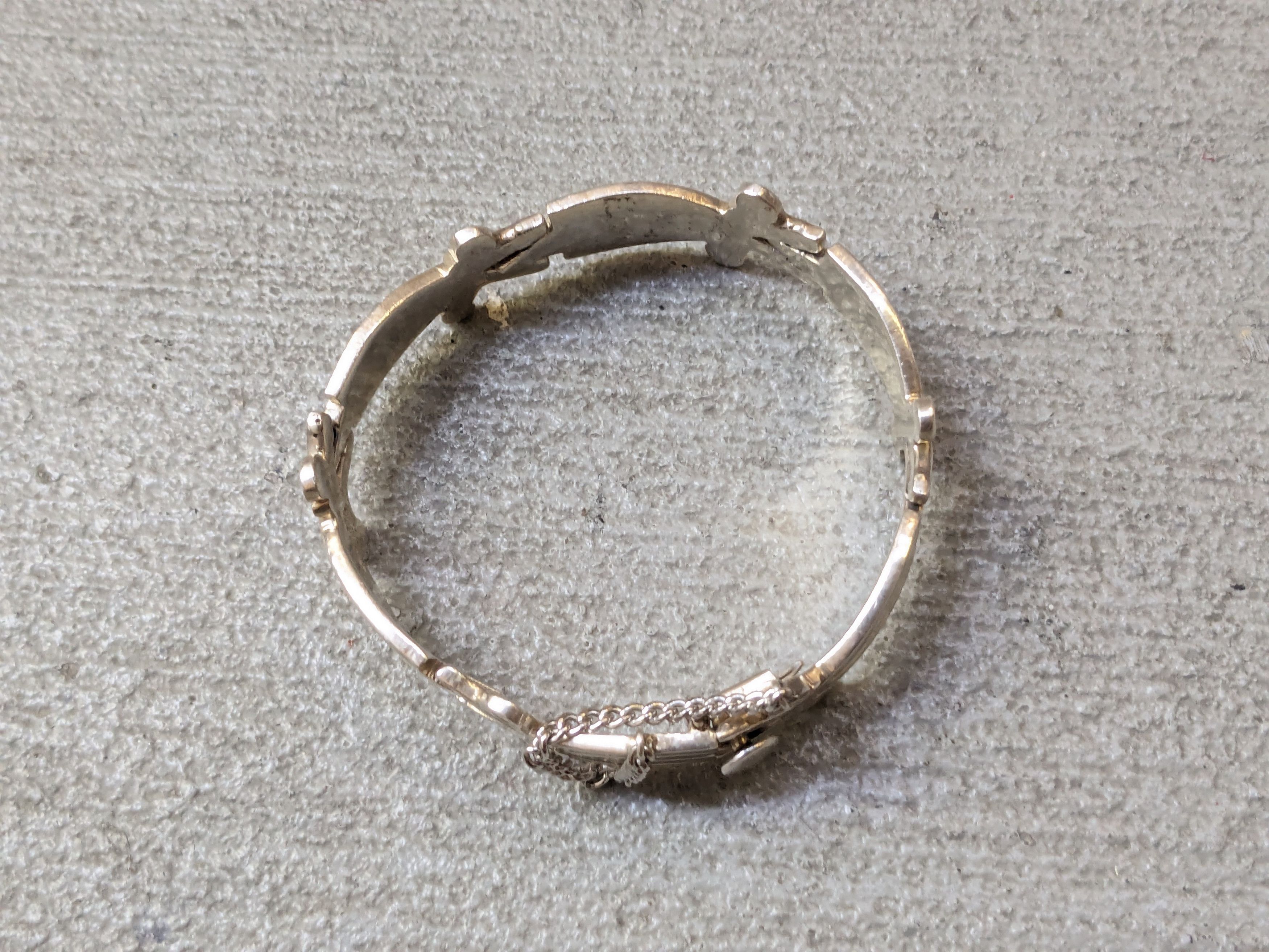 Jewelry Vintage Sterling Silver Bracelet 7.5" Chunky Thick Taxco Size ONE SIZE - 3 Thumbnail