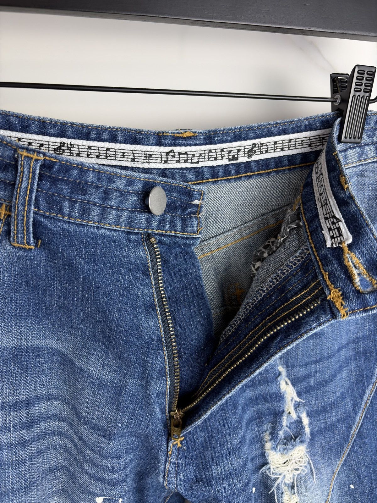 Number (N)ine Number (N)ine Music Note Paint Splatter Denim Jeans Size US 28 / EU 44 - 6 Thumbnail