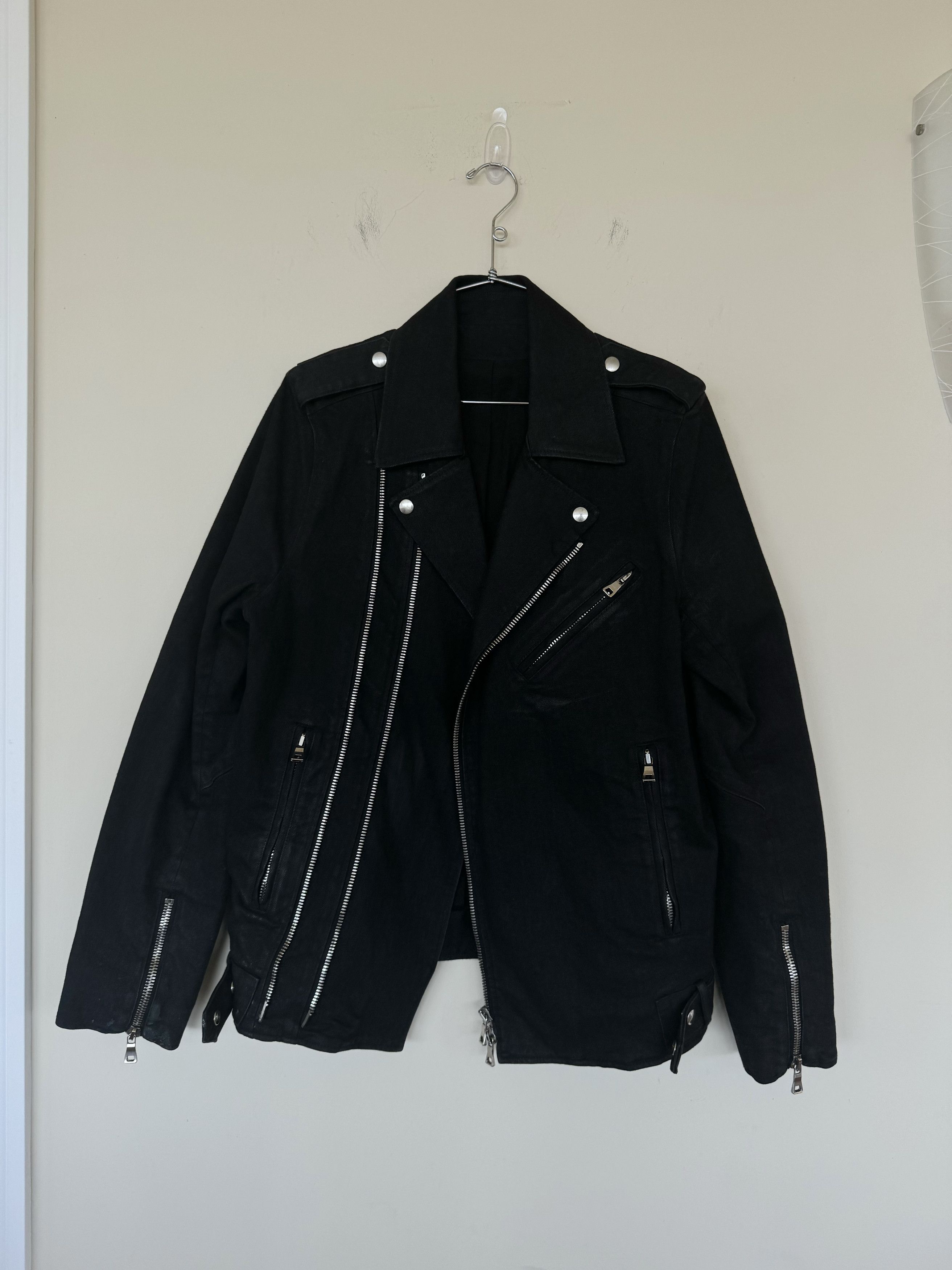 image of Balmain Denim Perfecto Jacket in Black, Men's (Size XL)