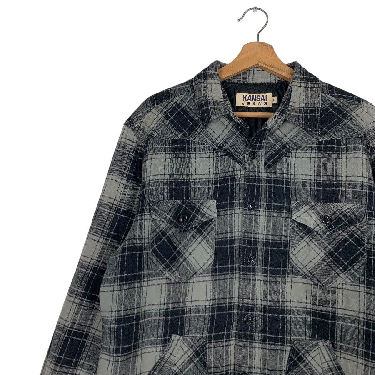 Japanese Brand Vintage KANSAI JEANS Four Pocket Tartan Flannel #0652-C30 Size US L / EU 52-54 / 3 - 6 Thumbnail