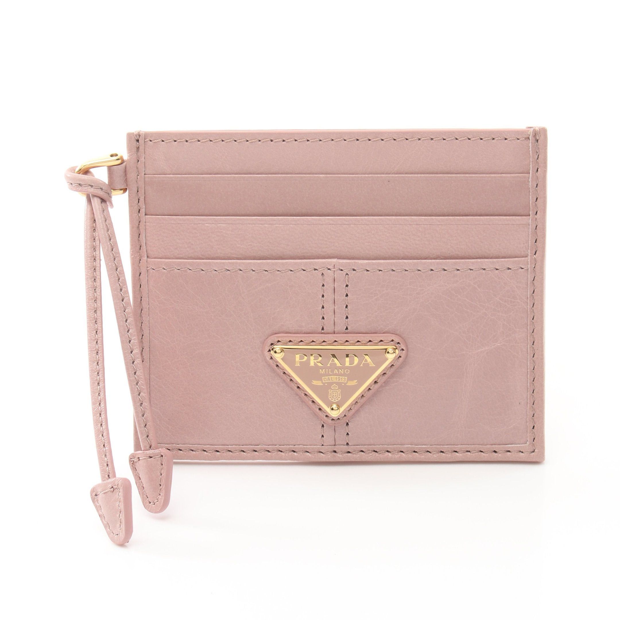 Prada Prada Soft Lux Card Case Lipstick Leather Dusty Pink Size ONE SIZE - 1 Thumbnail