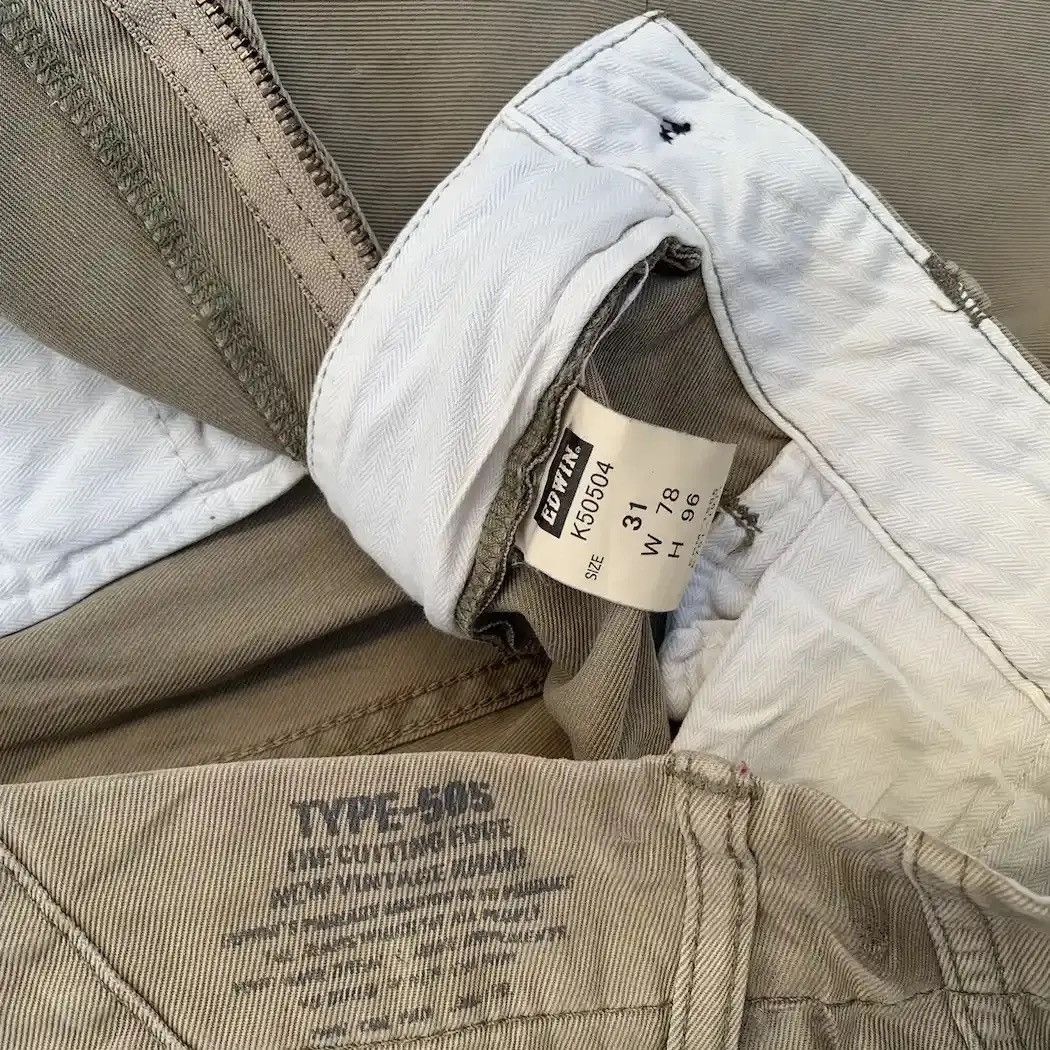 Edwin W31 L32 🔥Vtg Edwin Type 505 Khaki Cinch Back Trousers Pants Size US 31 - 7 Thumbnail