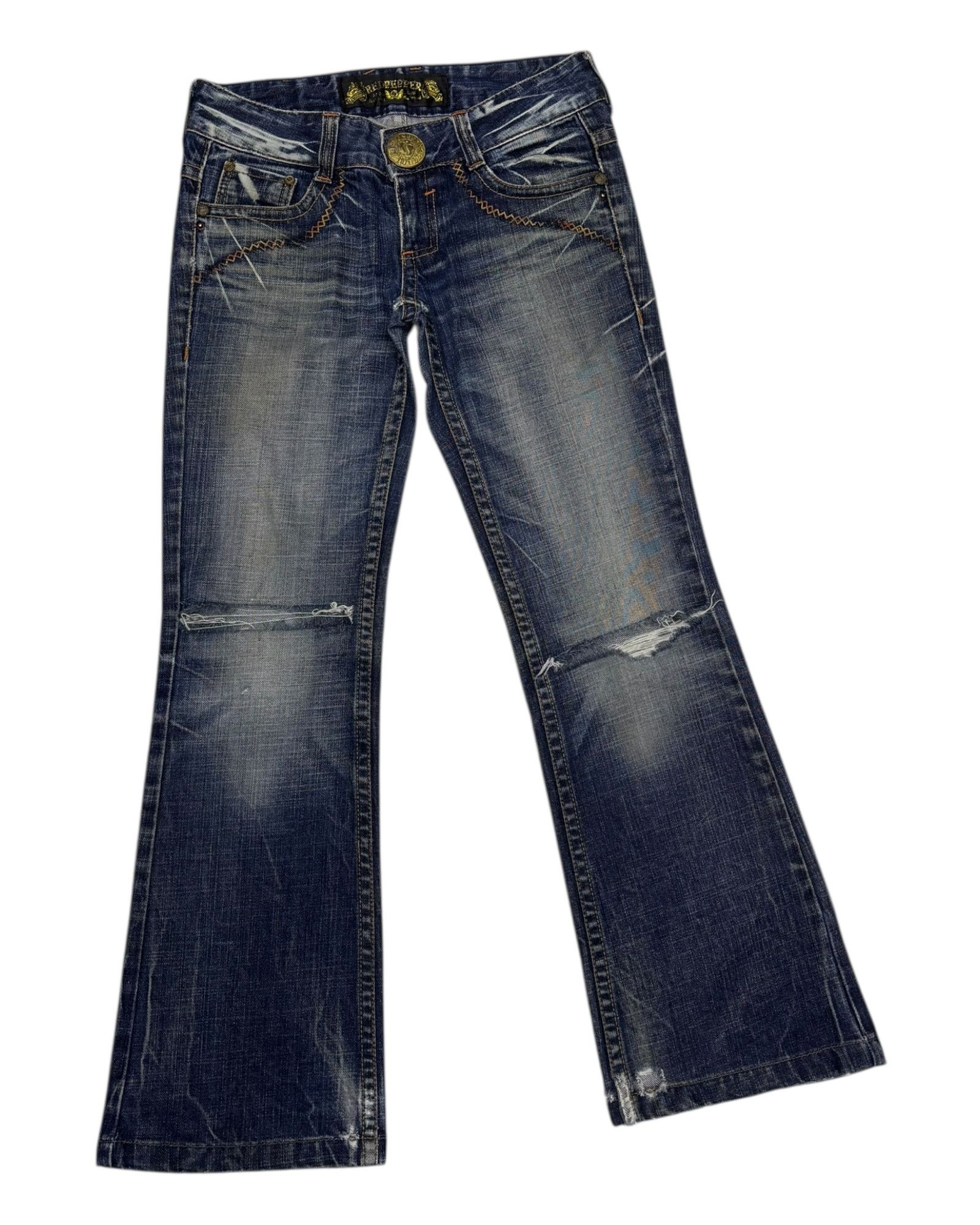 Hysteric Glamour × If Six Was Nine × Le Grande Bleu (L.G.B.) Vintage RED PEPPER Bootcut Flare Distressed Denim Jean Size 29" - 6 Thumbnail