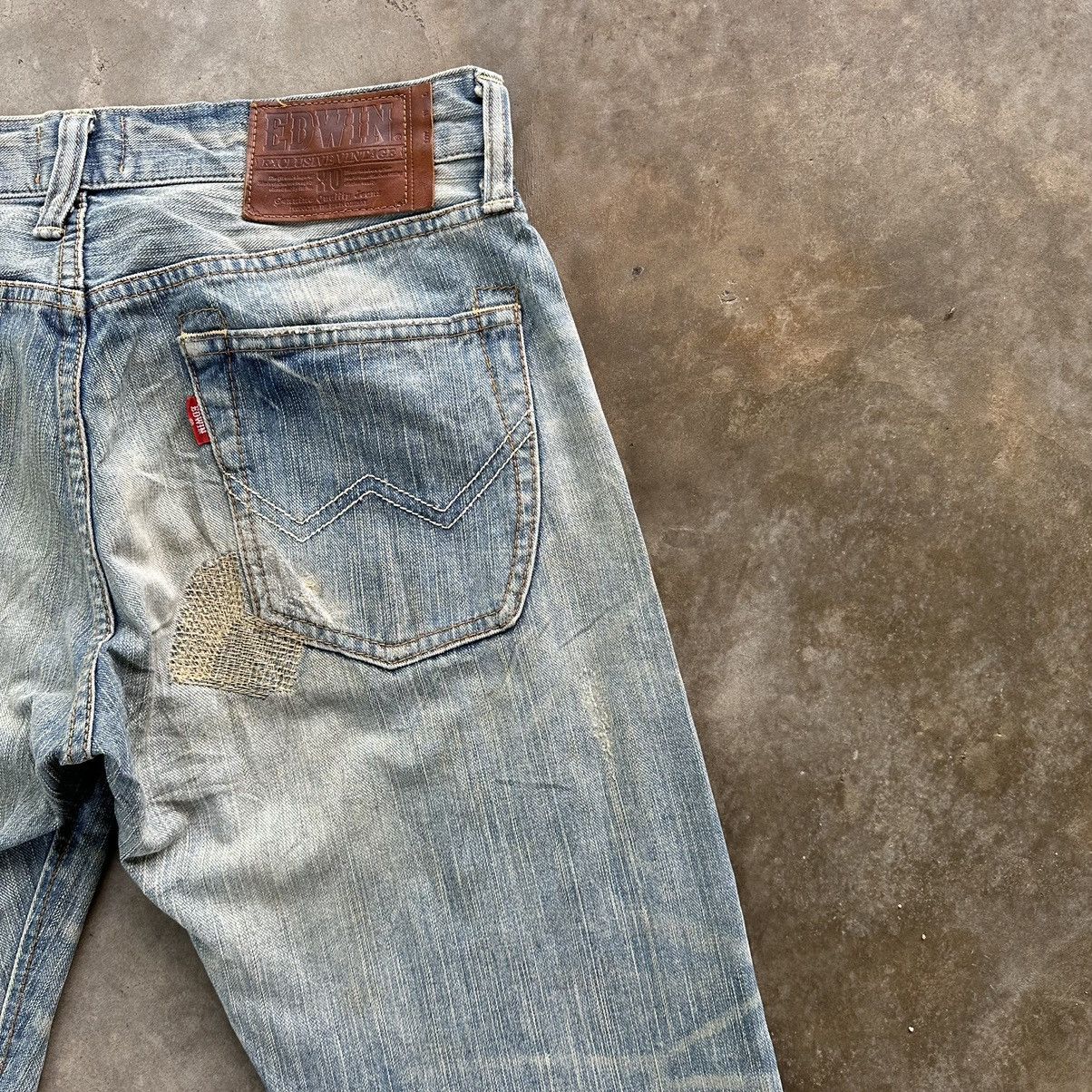 Japanese Brand Vintage 💥 Edwin Patchwork Faded Rusty Denim Jean Pant Faded Size US 32 / EU 48 - 13 Thumbnail
