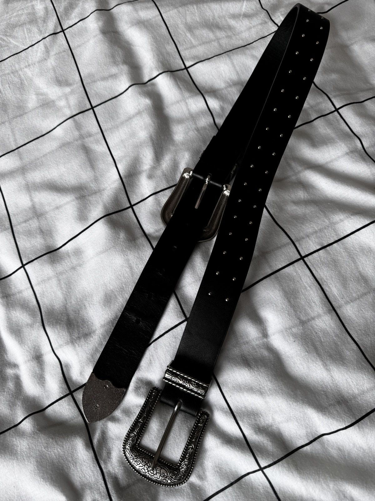 Japanese Brand Vintage Belts Y2K Rhinestones Punk leather belt Japanese Size ONE SIZE - 7 Thumbnail