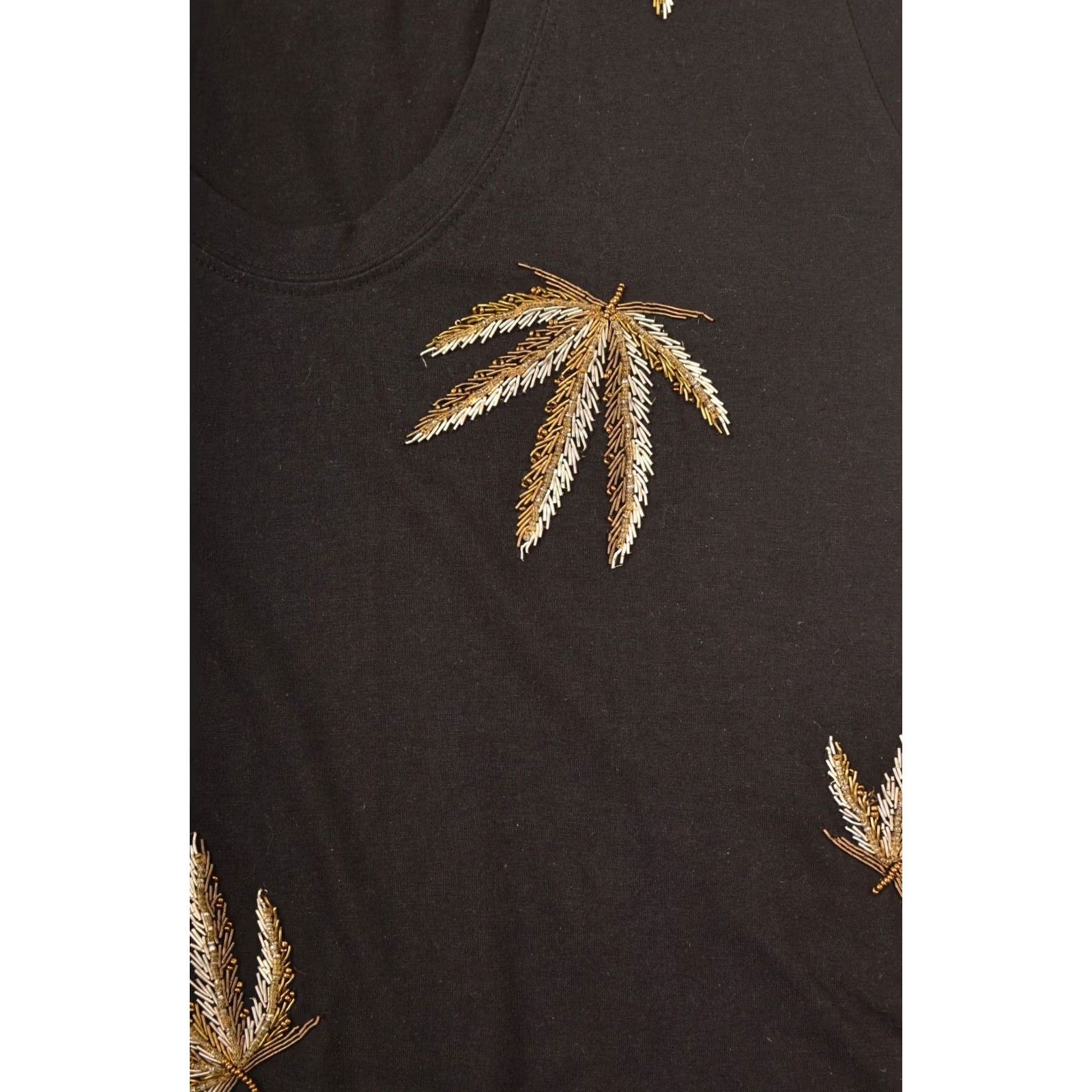 Zadig & Voltaire Zadig & Voltaire Tiny AO T-Shirt Embroidered Palm XS Black Womens Shirt XS Size XS / US 0-2 / IT 36-38 - 2 Thumbnail
