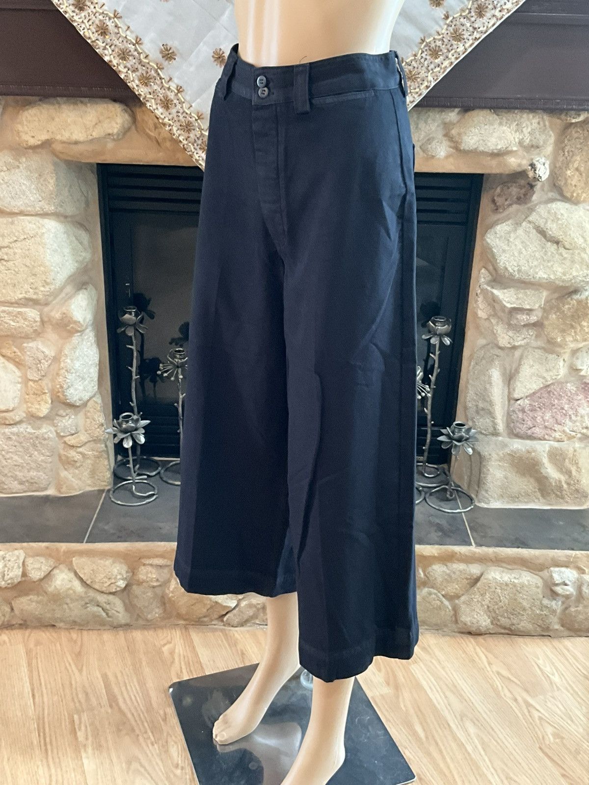 Free People Free People Black Wide-Leg Cropped Pants size 30 Size 30" / US 8 / IT 44 - 2 Thumbnail