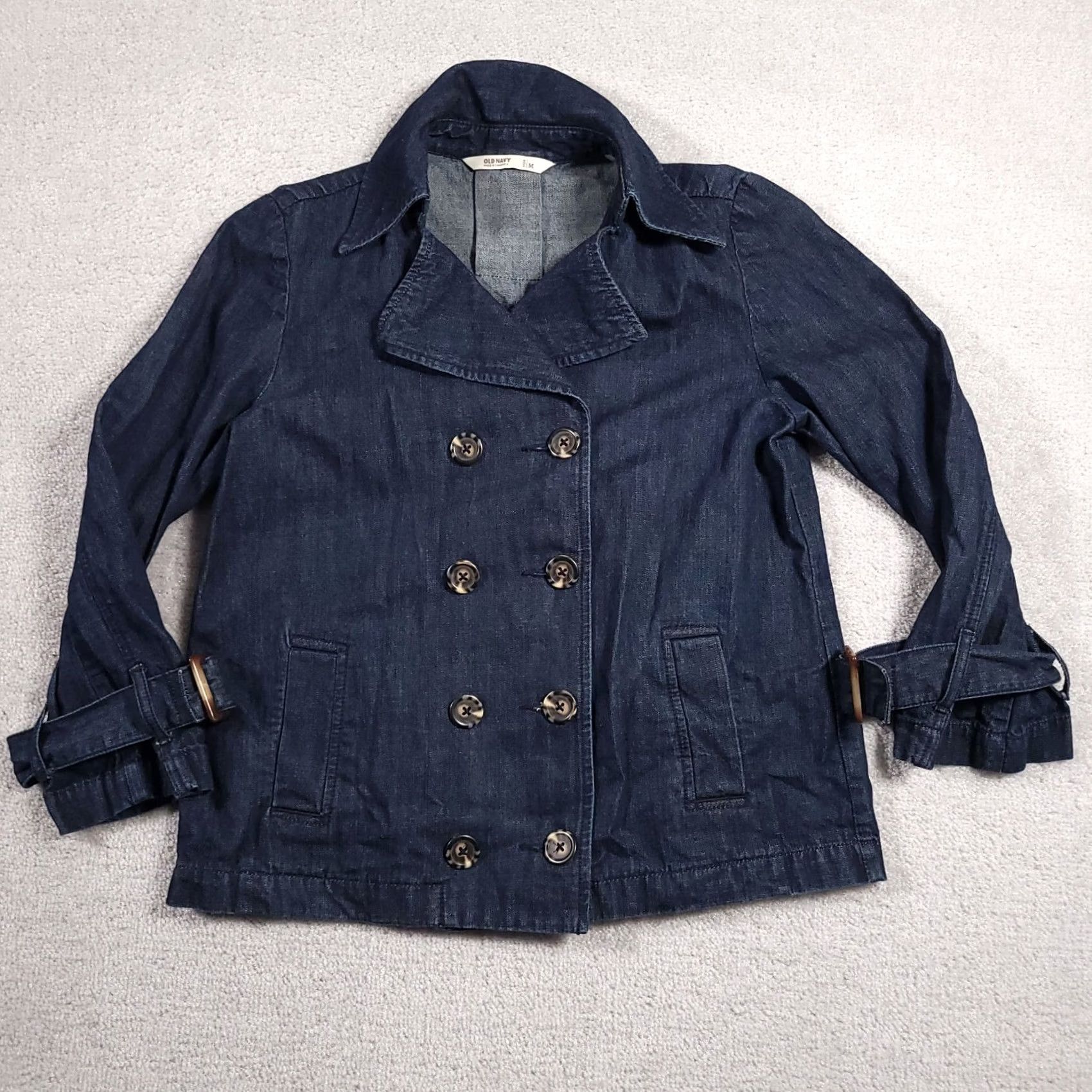 Old Navy Old Navy Jacket Chambray Denim Button Front Double Breasted Collar Womens Medium Blue Solid Casual Jacket Regular Fit Size M / US 6-8 / IT 42-44 - 2 Thumbnail