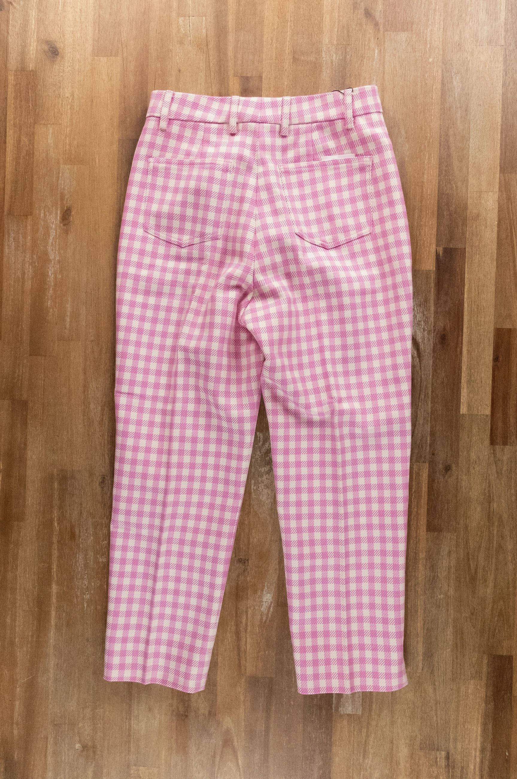 AMI AMI Paris pink white gingham check cropped high waist pants Size 28" / US 6 / IT 42 - 10 Thumbnail