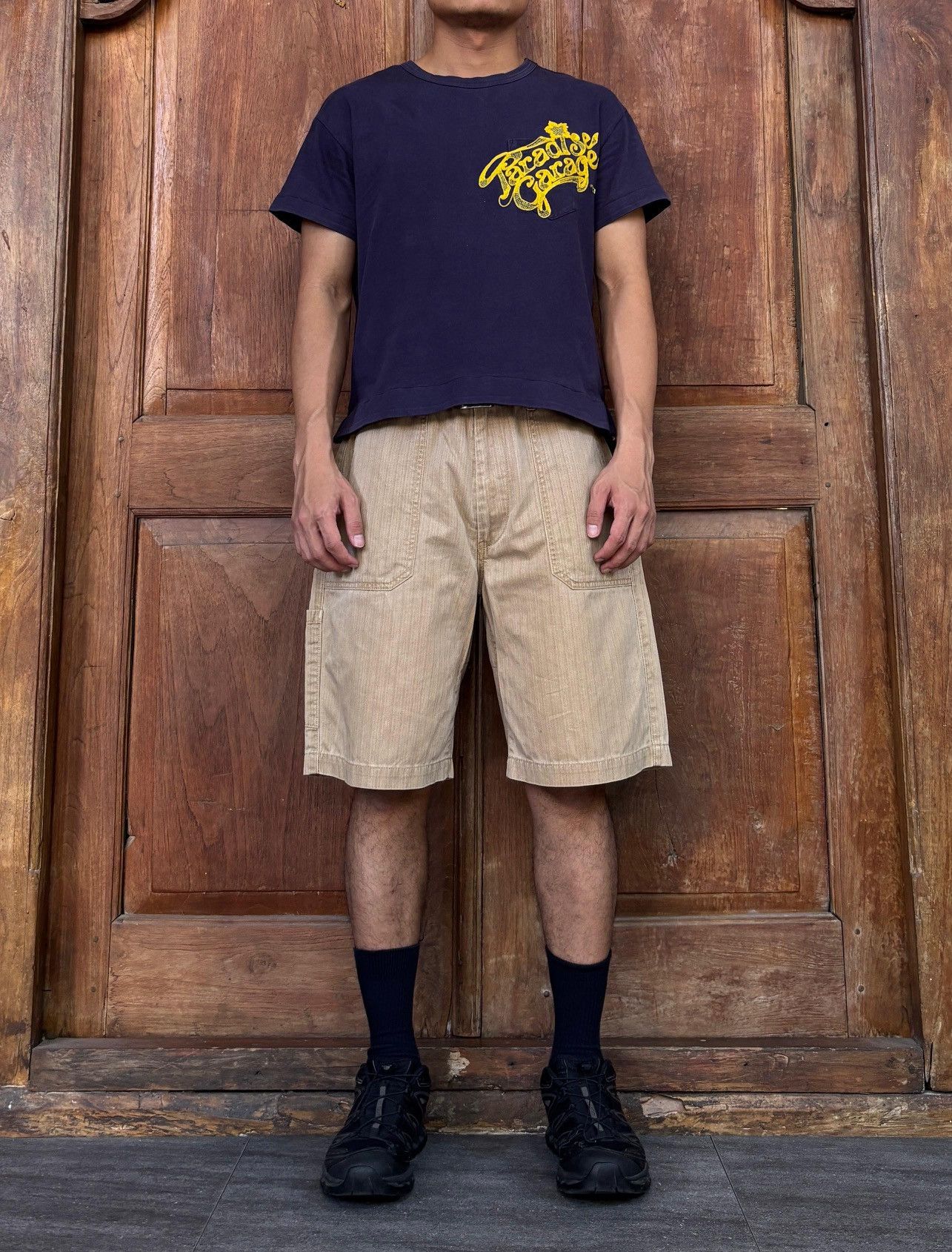 FREE TAX! 2000s Herringbone Carpenter Short Pants- 32”