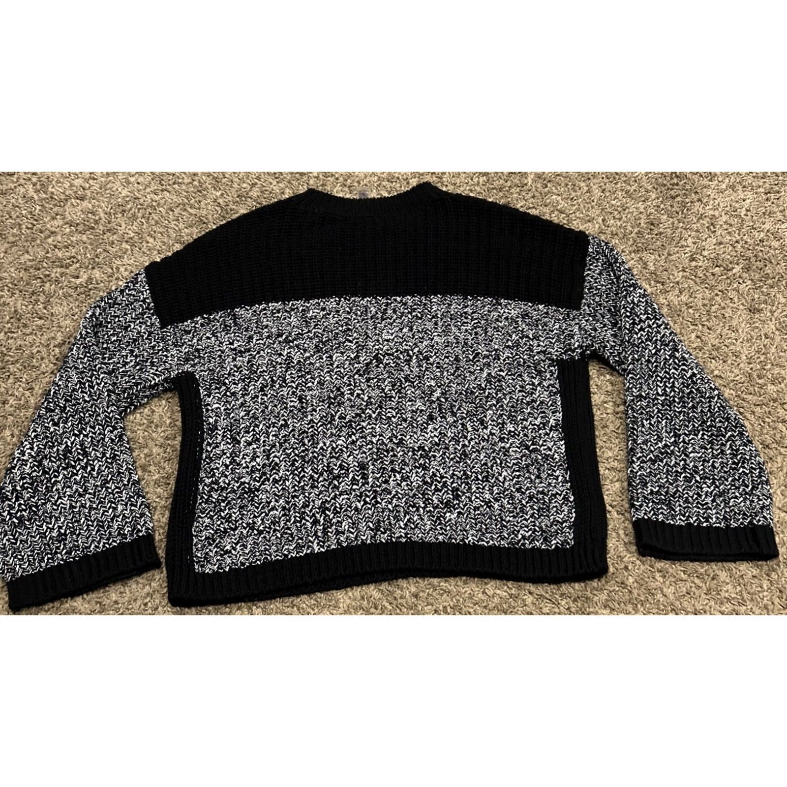Vintage Lou & Gray Sweater Women’s M Black White Cotton Blend Short A33 Size M / US 6-8 / IT 42-44 - 3 Thumbnail