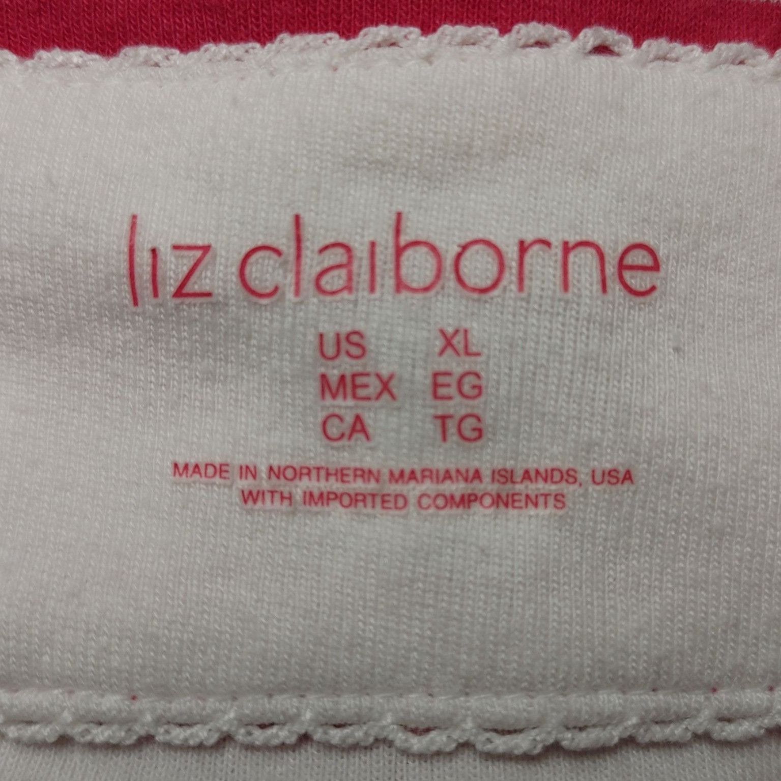 Other Liz Claiborne Women's Red/White Striped Long Sleeve V-neck T Size XL / US 12-14 / IT 48-50 - 3 Thumbnail