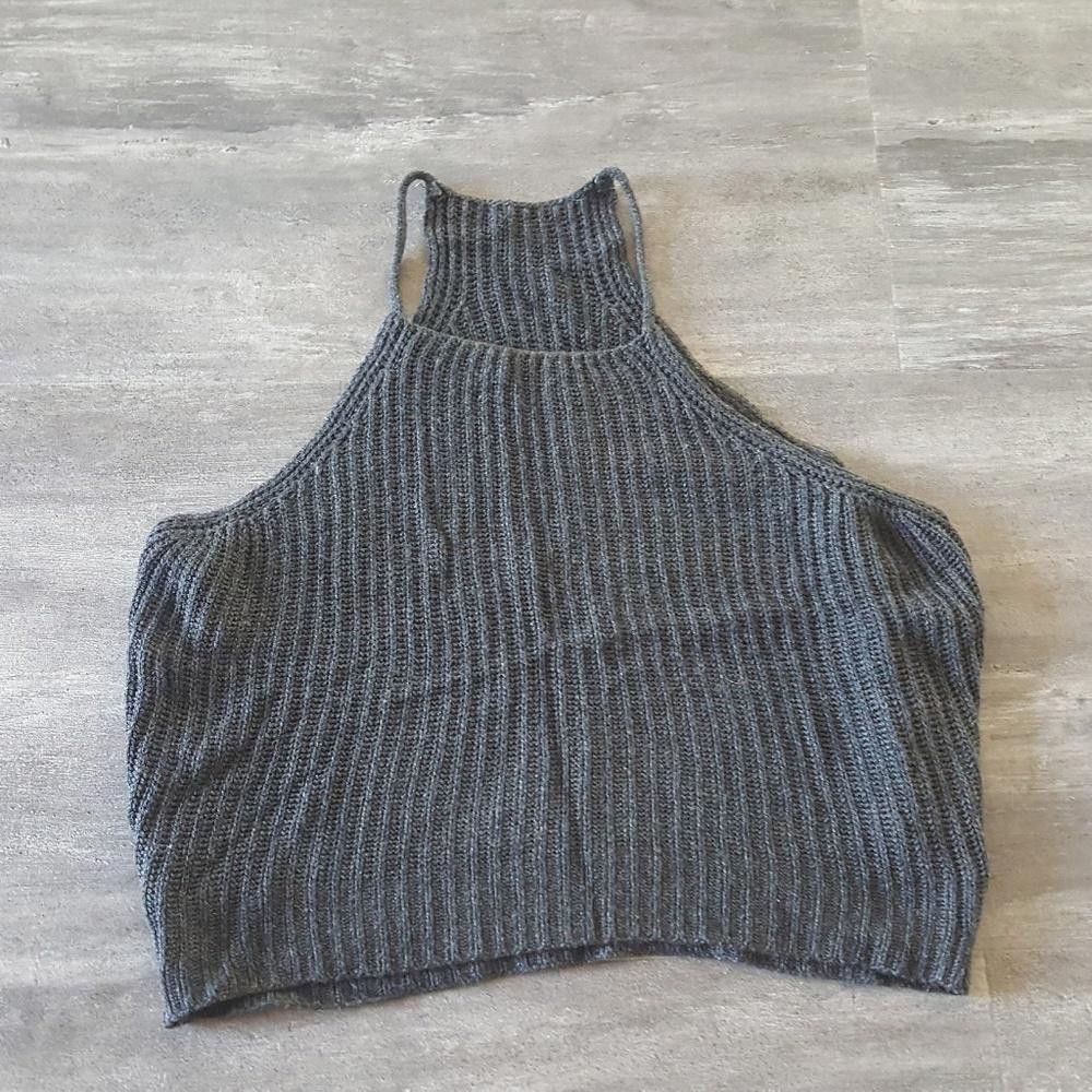 Designer Grey High Neck Melville Sweater Crop Size ONE SIZE - 1 Thumbnail