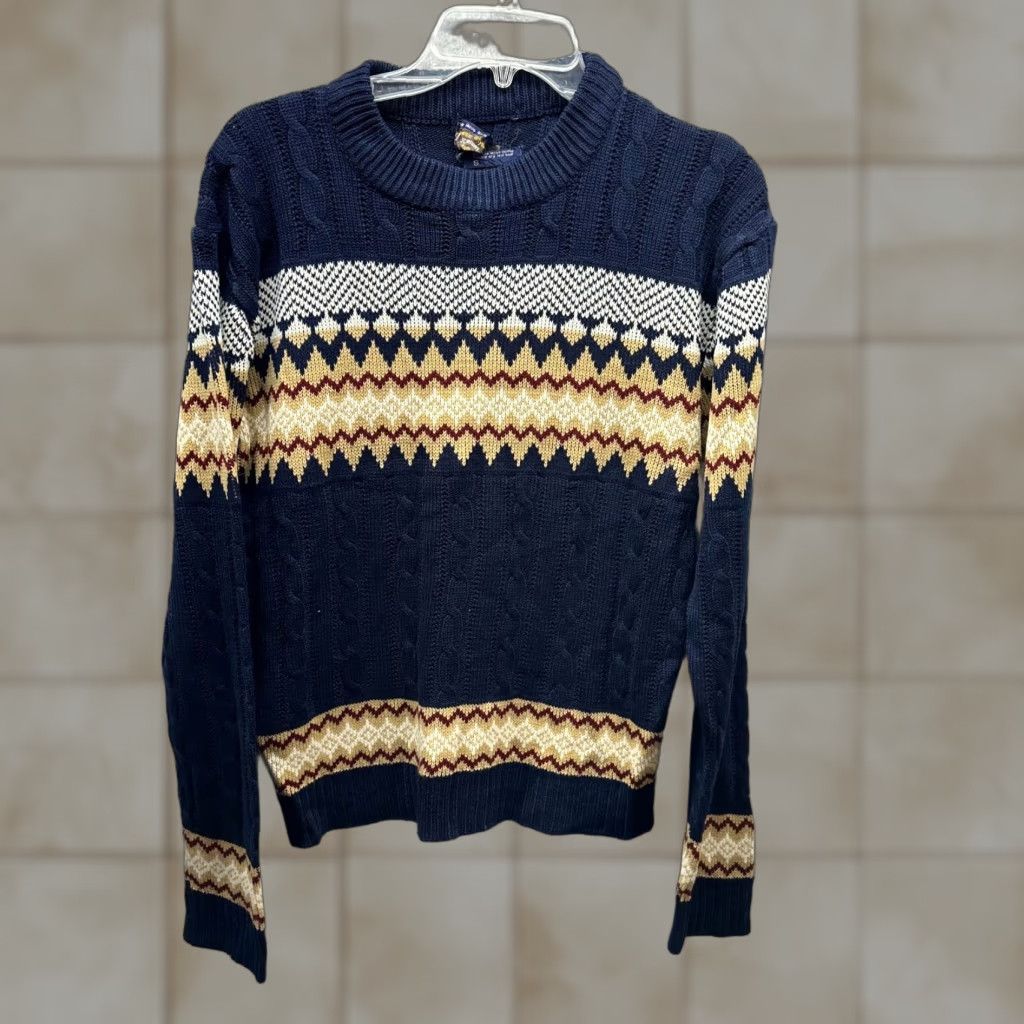 JCPenney VINTAGE J. C. Penney Sweater Mens Small Pullover Crew Neck Cable Diamond Argyle Knit Red Blue White 60s Classic Preppy Size US S / EU 44-46 / 1 - 1 Thumbnail