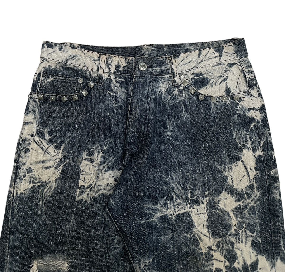 14th Addiction × Japanese Brand × Le Grande Bleu (L.G.B.) Very Rare Design Vintage Bernings Sho Distressed Jeans 1990s Size US 31 - 3 Thumbnail