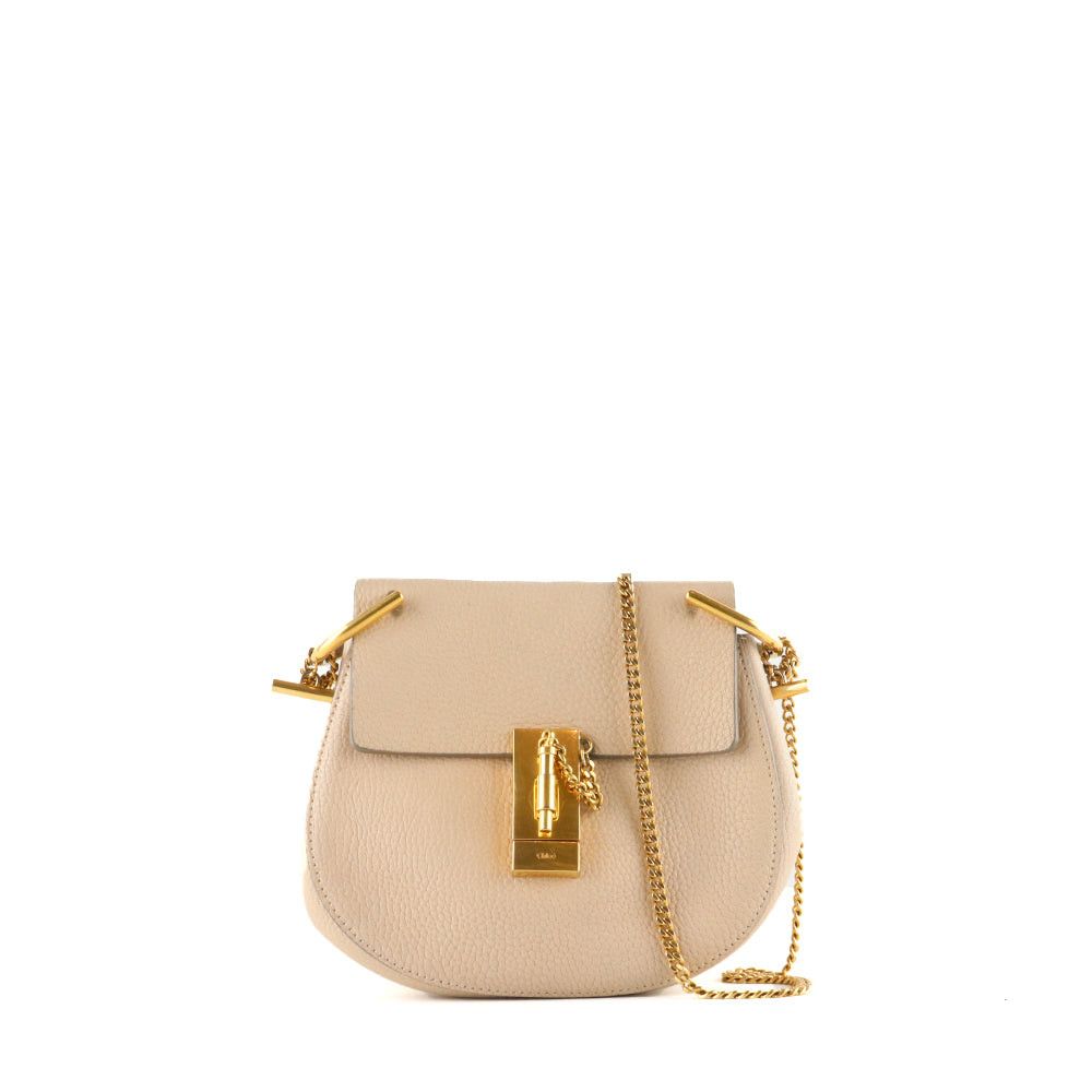 image of Chloe Chloé - Drew Shoulder Bag In Beige Grained Leather, Women's