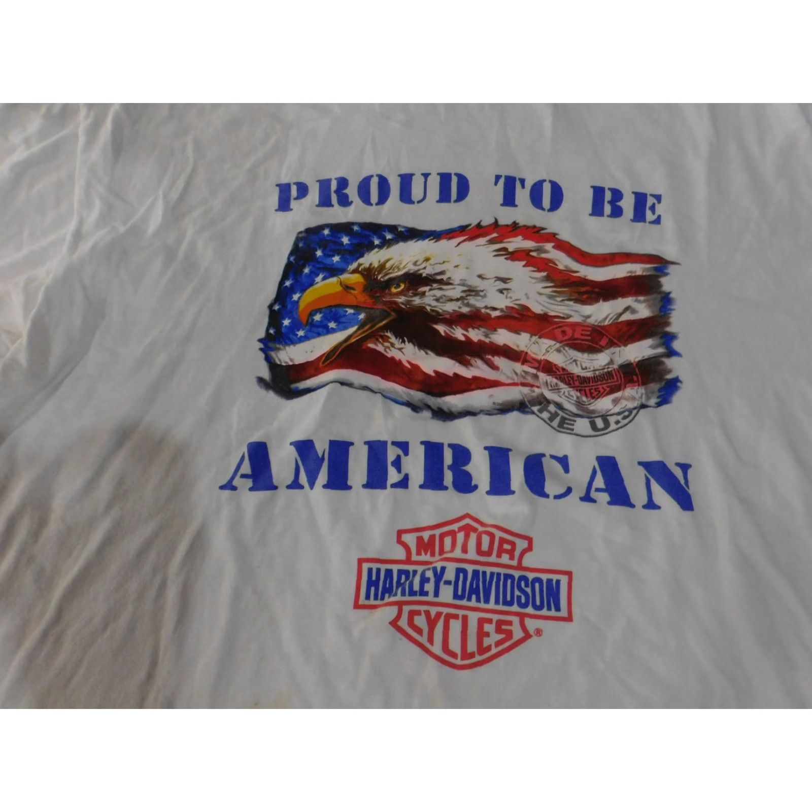 Harley Davidson VINTAGE Harley-Davidson Shirt Mens 2XL Proud To Be American Eagle USA 90s Tee Size US XXL / EU 58 / 5 - 6 Thumbnail