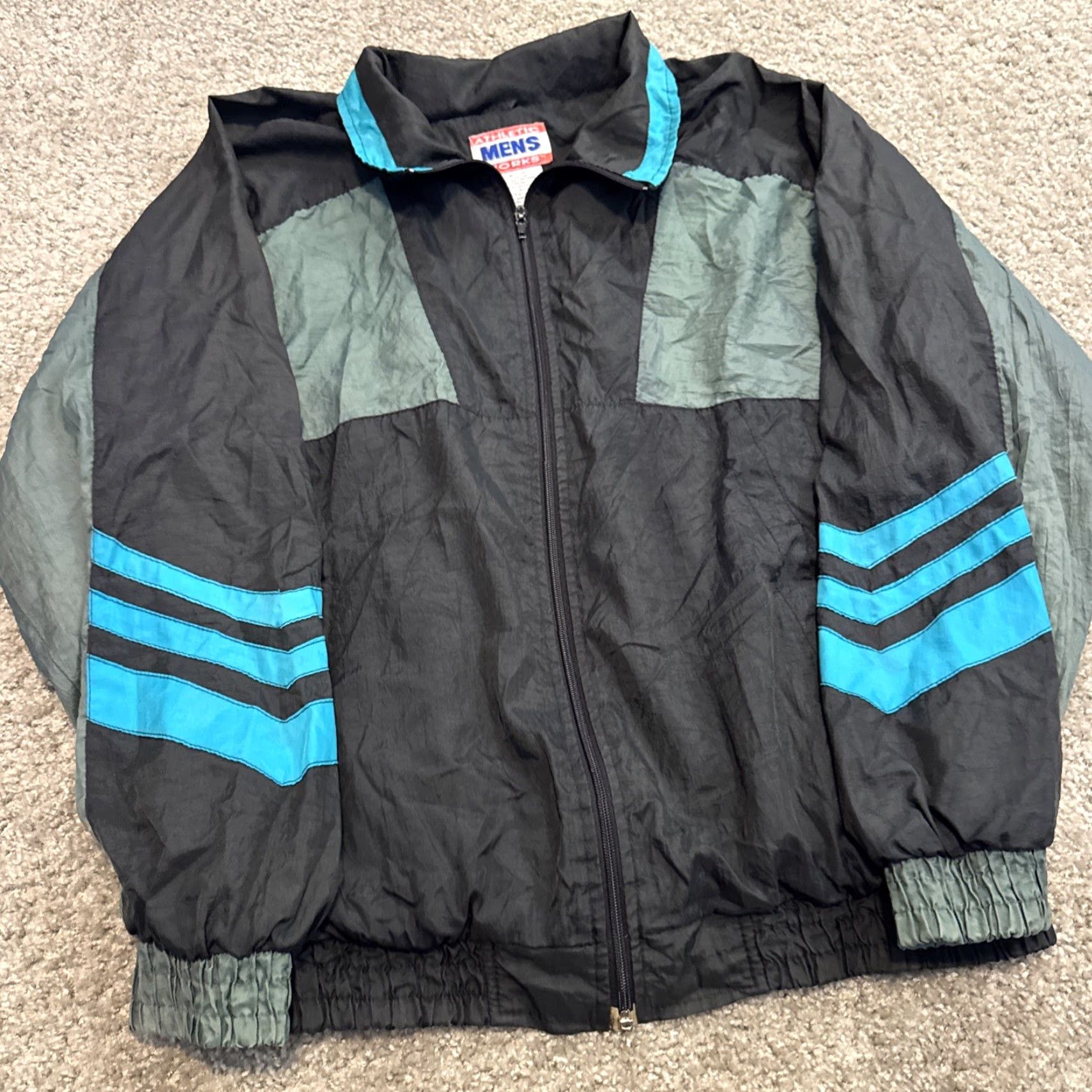 Athletic Works VINTAGE Athletic Mens Works Windbreaker Jacket M Blue 80s Lightweight Mens Jacket Size US M / EU 48-50 / 2 - 3 Thumbnail