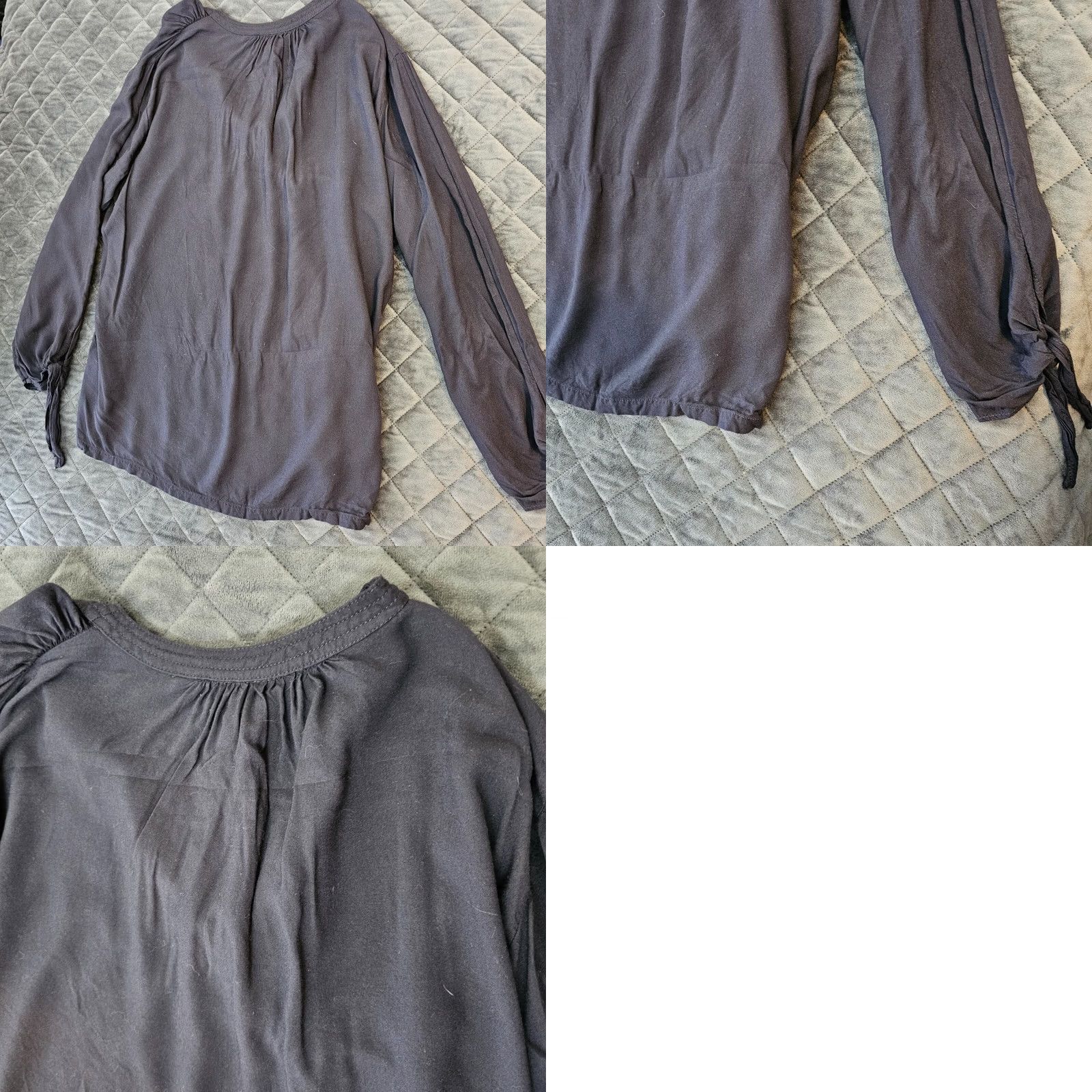 H&M H&M Blouse Tunic Long Sleeve V-Neck Tie Dark Blue Size 14 Women's Classic Regular Chambray Mod al Casual Spring Size XL / US 12-14 / IT 48-50 - 9 Thumbnail