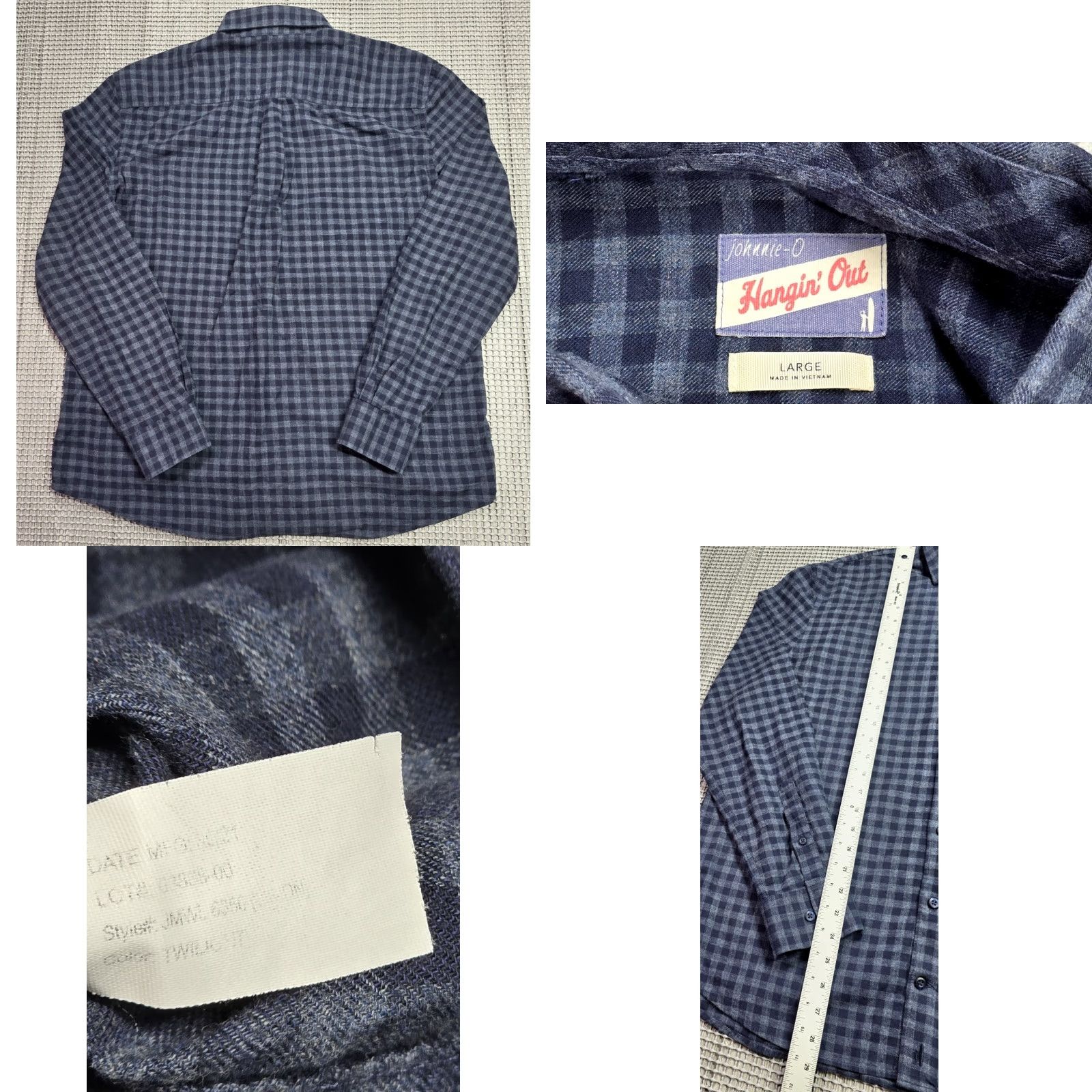 Vintage Johnny O Button-Up Shirt Men Blue Gingham Check Long Sleeve Cotton Flannel L Size US L / EU 52-54 / 3 - 8 Thumbnail