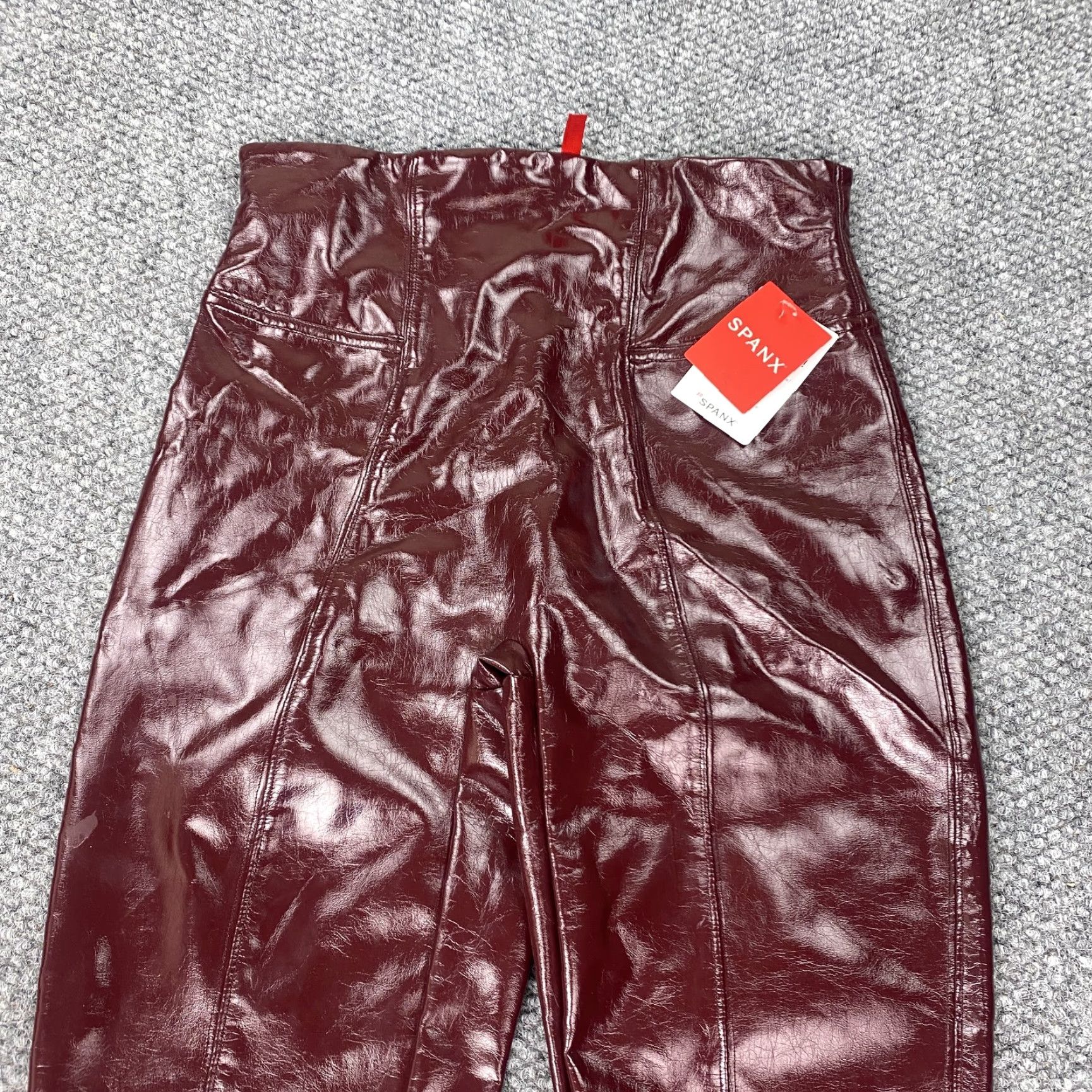 Spanx Spanx Faux Patent Leather Leggings Womens Small Ruby High Rise Shiny Red Pants Size 28" / US 6 / IT 42 - 2 Thumbnail