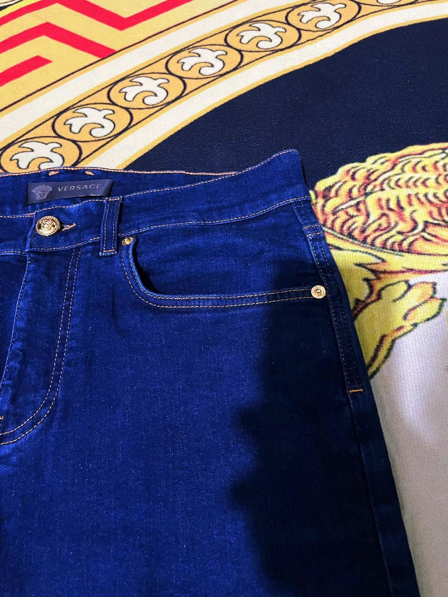 Versace Versace Main Line Rolled Cuff Knit Denim 31 Size US 31 - 4 Thumbnail