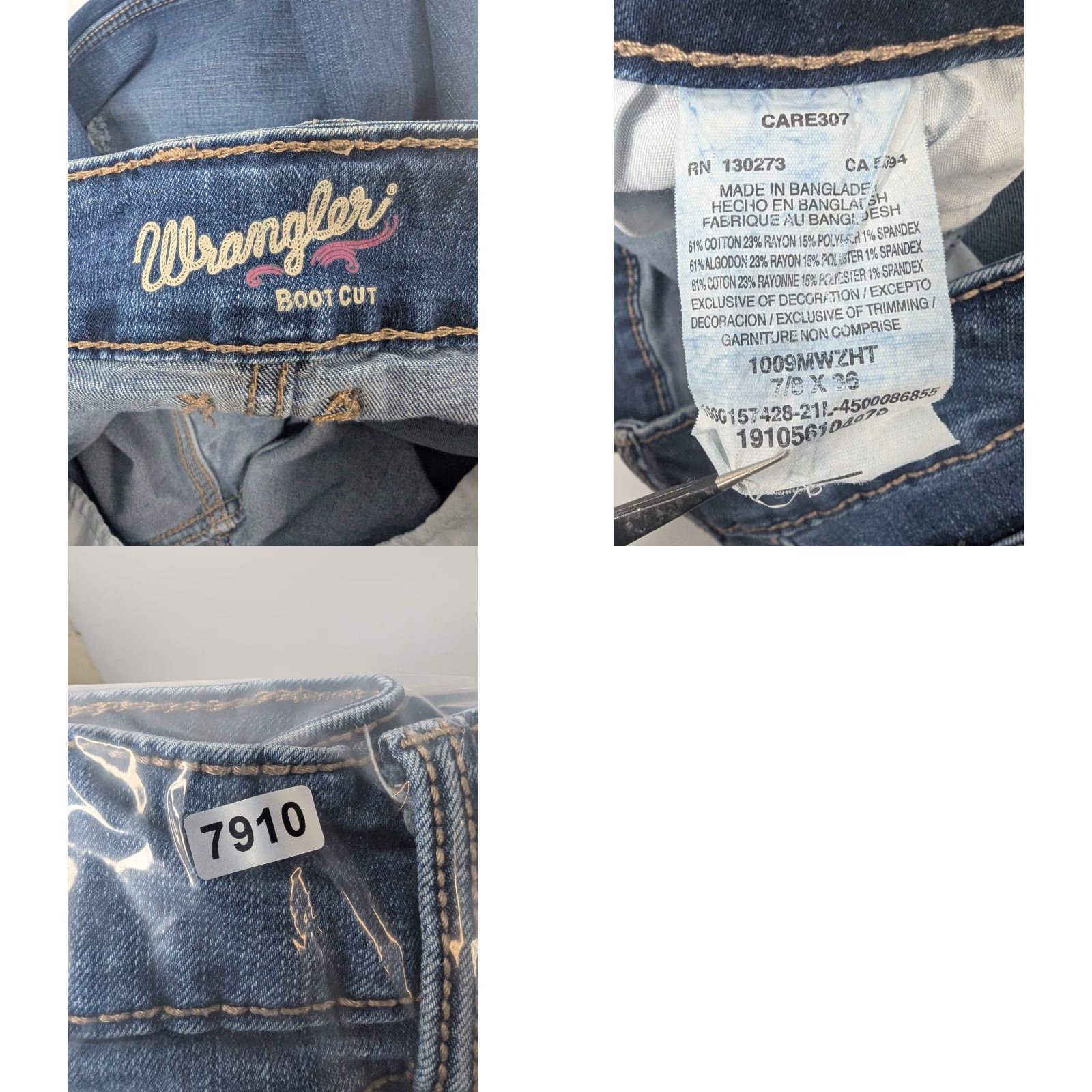 Wrangler Wrangler Jeans Women's Bootcut Denim Blue 7/8 Distressed Raw Hem Size 28" / US 6 / IT 42 - 9 Thumbnail
