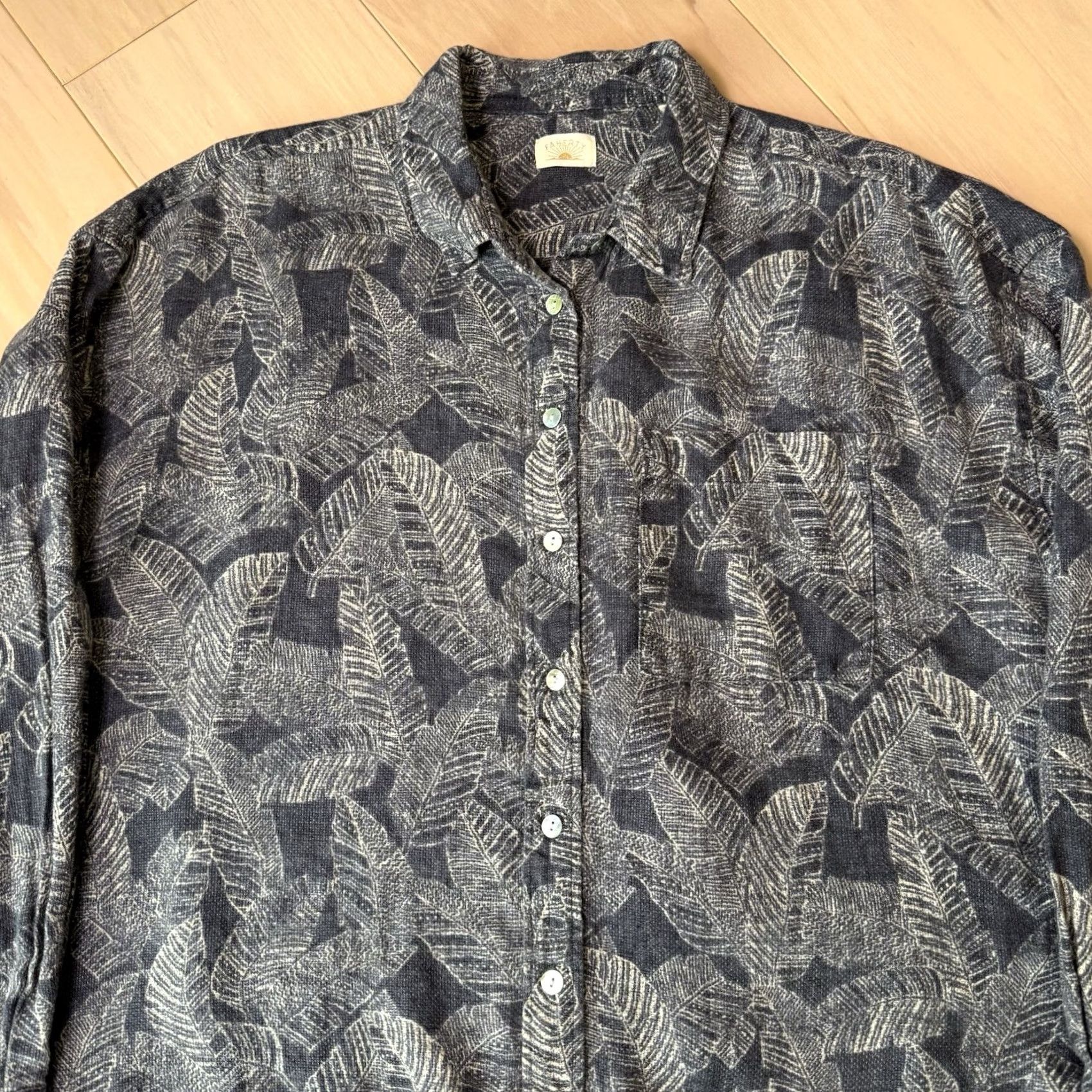 Faherty Faherty Breeze Linen Shirt Large Gray Long Sleeve Button-Up Casual Mens Modern Vacation Hawaii Size US L / EU 52-54 / 3 - 4 Thumbnail