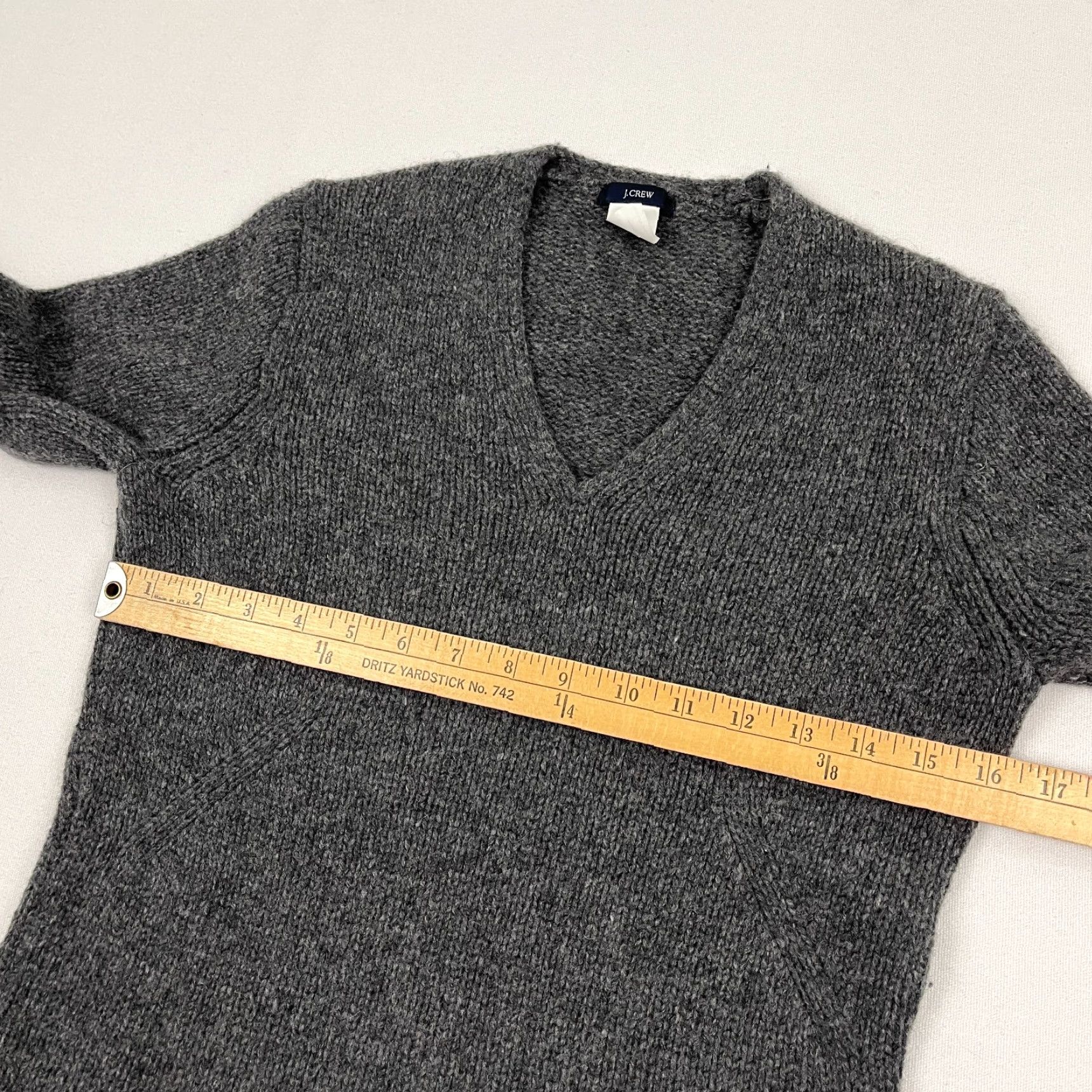 J.Crew VINTAGE J Crew Lambs Wool Sweater Womens S Gray Herringbone Elbow Patch Academia Preppy Size S / US 4 / IT 40 - 5 Thumbnail
