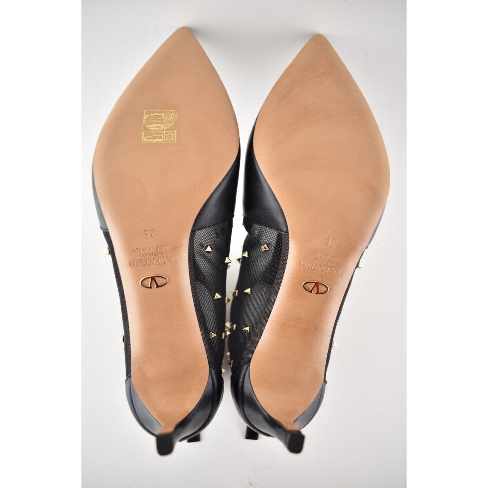 Valentino Valentino Rockstud Shining Mesh Black Leather Stud Kitten Size US 6.5 / IT 36.5 - 12 Thumbnail