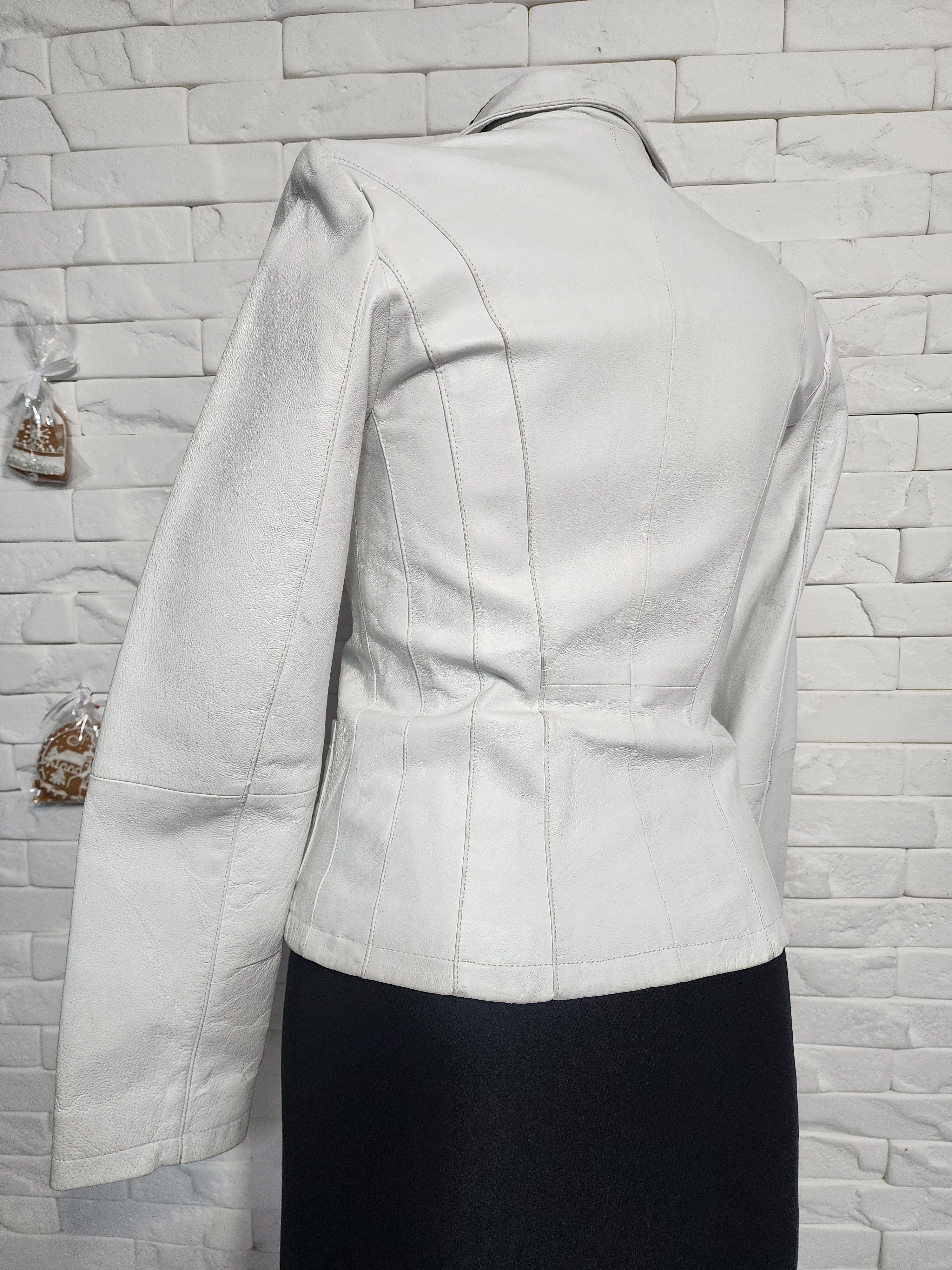 Other White Genuine Leather Jacket: Women's Button-Up Coat Size S / US 4 / IT 40 - 6 Thumbnail