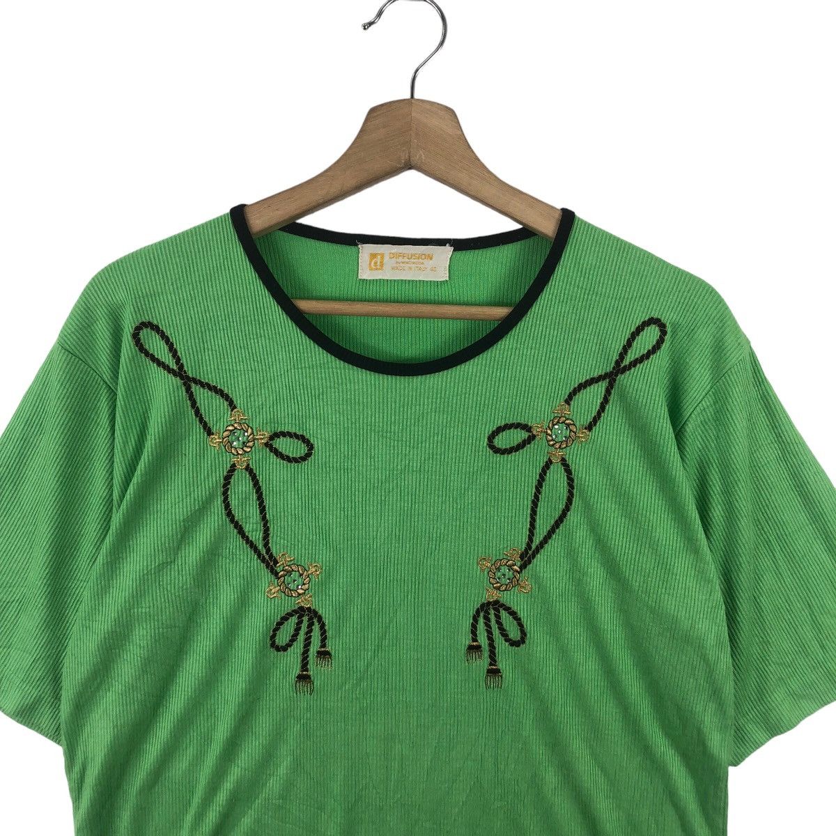 Vintage DIFFUSION MMC MODA Made Italy Embossed Tee Shirt Top Ringer Size M / US 6-8 / IT 42-44 - 2 Thumbnail