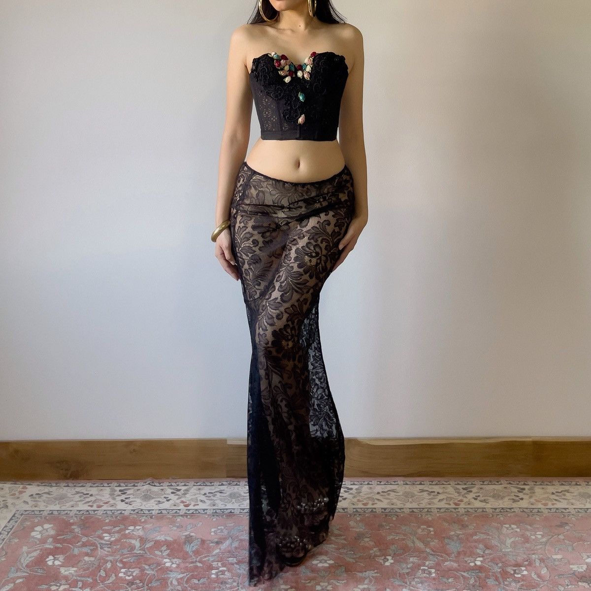 Vintage Vintage 1980's Black Lace Corset Top (32B/30C) Size ONE SIZE - 3 Thumbnail