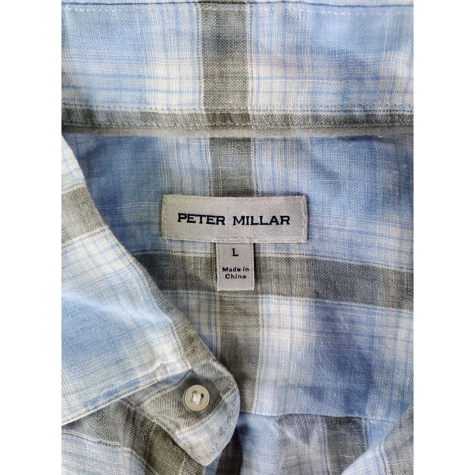 Peter Millar Peter Millar Shirt L Mens 100% Linen Long Sleeve Plaid Blue Gray Multicolor Size US L / EU 52-54 / 3 - 2 Thumbnail