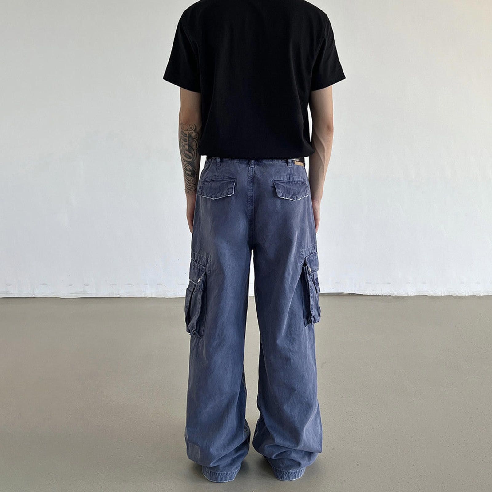 Other Multi Pocket Blue Cargo Wide Leg Jeans Size US 30 / EU 46 - 4 Thumbnail