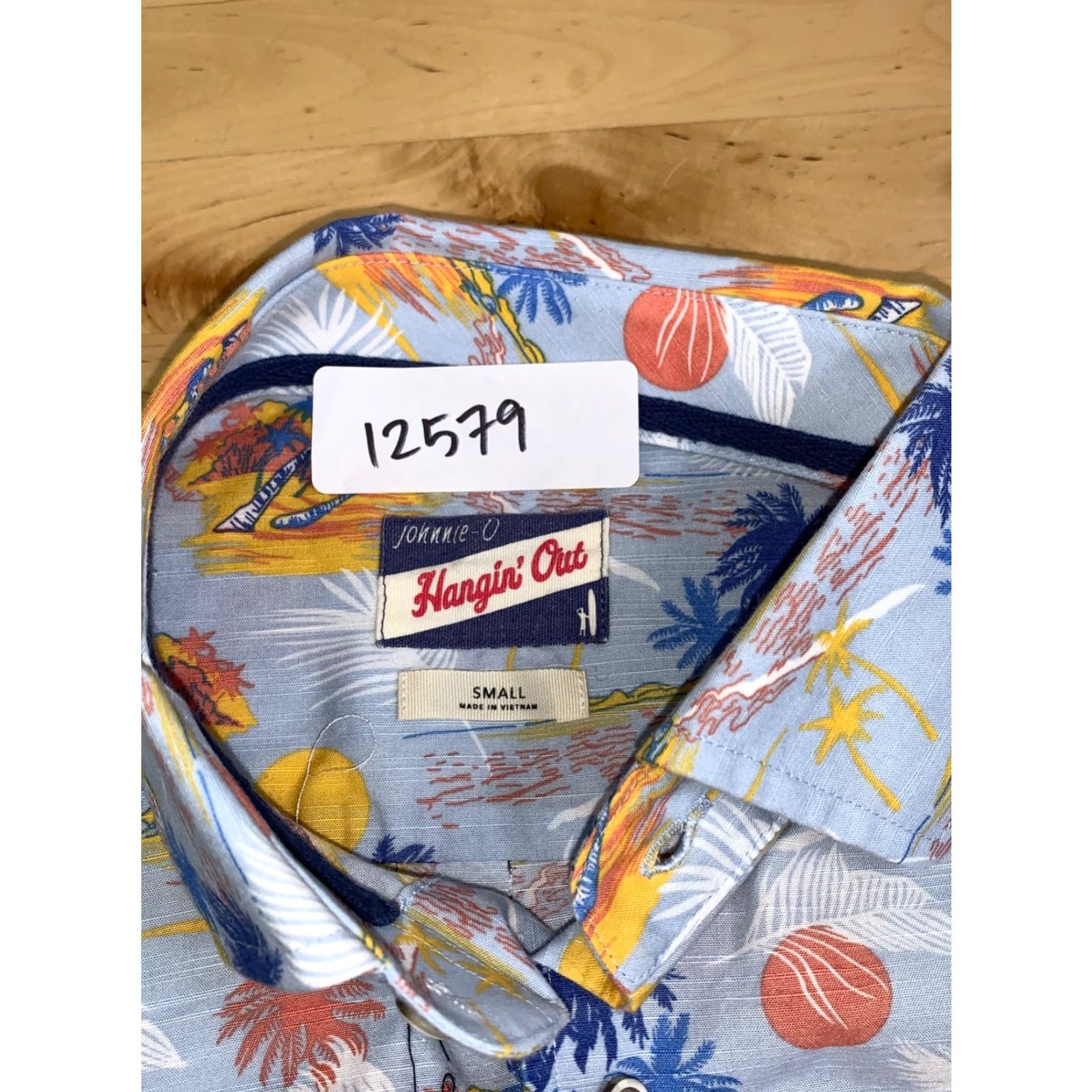 johnnie-O Johnnie-O Button-Up Shirt Mens S Blue Beach Vacation Casual Short Sleeve Cotton? (Note: cotton not in original) Size US S / EU 44-46 / 1 - 2 Thumbnail