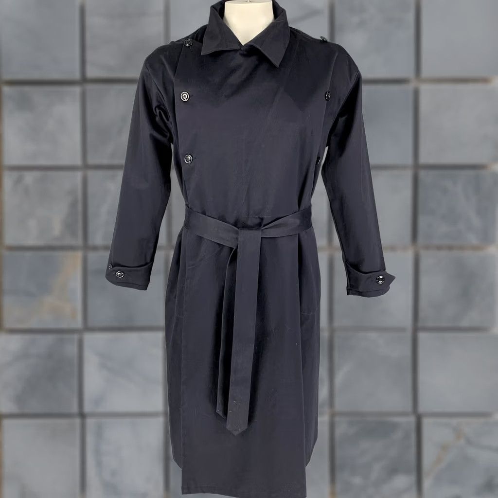 Monitaly MONITALY Coat Navy Sateen Double Breasted Size M Adult Men Size US M / EU 48-50 / 2 - 1 Thumbnail