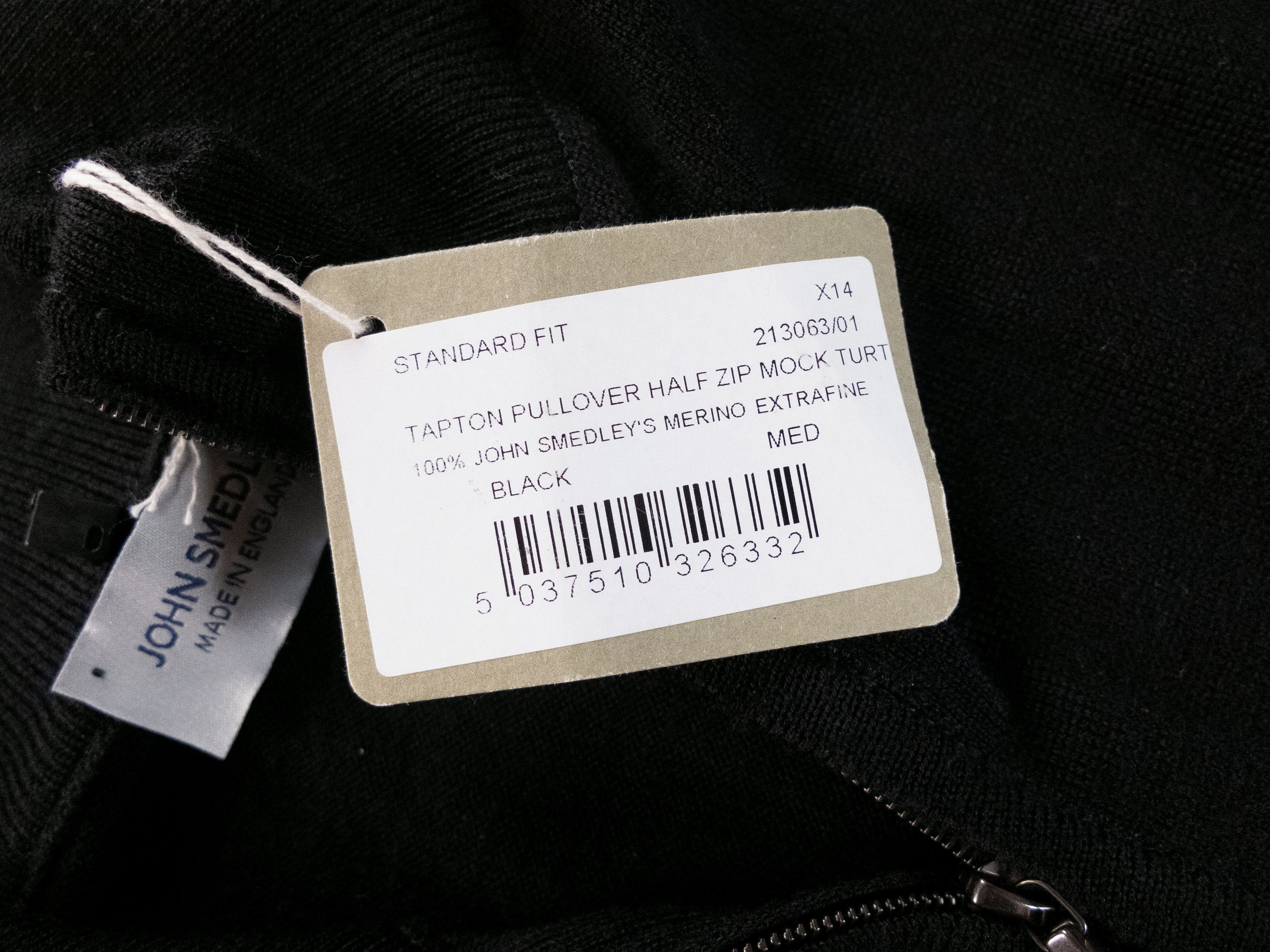John Smedley JOHN SMEDLEY Tapton black half zip wool sweater Medium Size US M / EU 48-50 / 2 - 6 Thumbnail