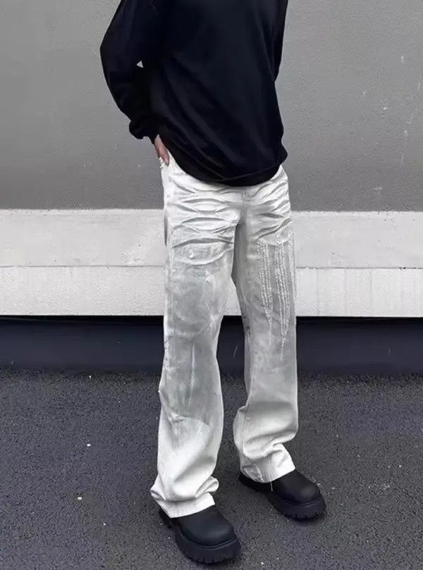 Japanese Brand Kitagawa x Han Dirty Washing Baggy Ripped Stacked Jean Size US 30 / EU 46 - 1 Thumbnail