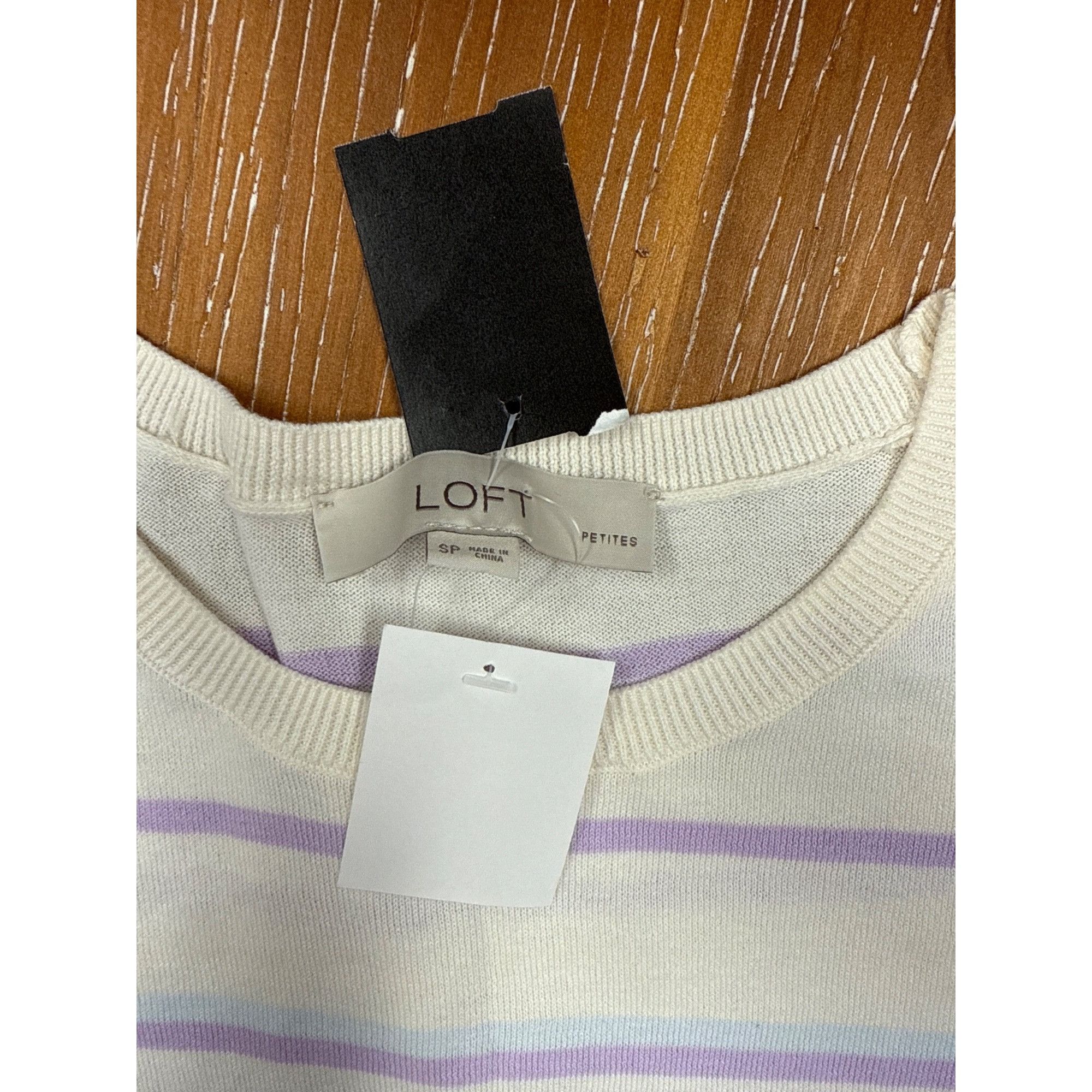Loft Loft Petite Women's Sweater Tunic White Purple Striped Cotto Size S / US 4 / IT 40 - 4 Thumbnail