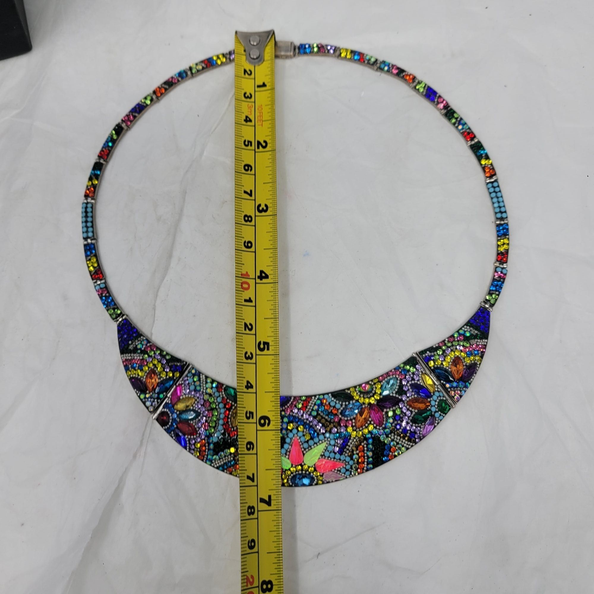 Handmade Artisan 925 Sterling Silver Multicolor Micro Mosaic Choker N Size ONE SIZE - 6 Thumbnail