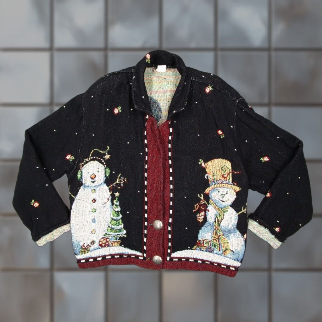 PONY VINTAGE Painted Pony Sweater Women Large Black Holiday Tapestry 90s Size L / US 10 / IT 46 - 1 Thumbnail