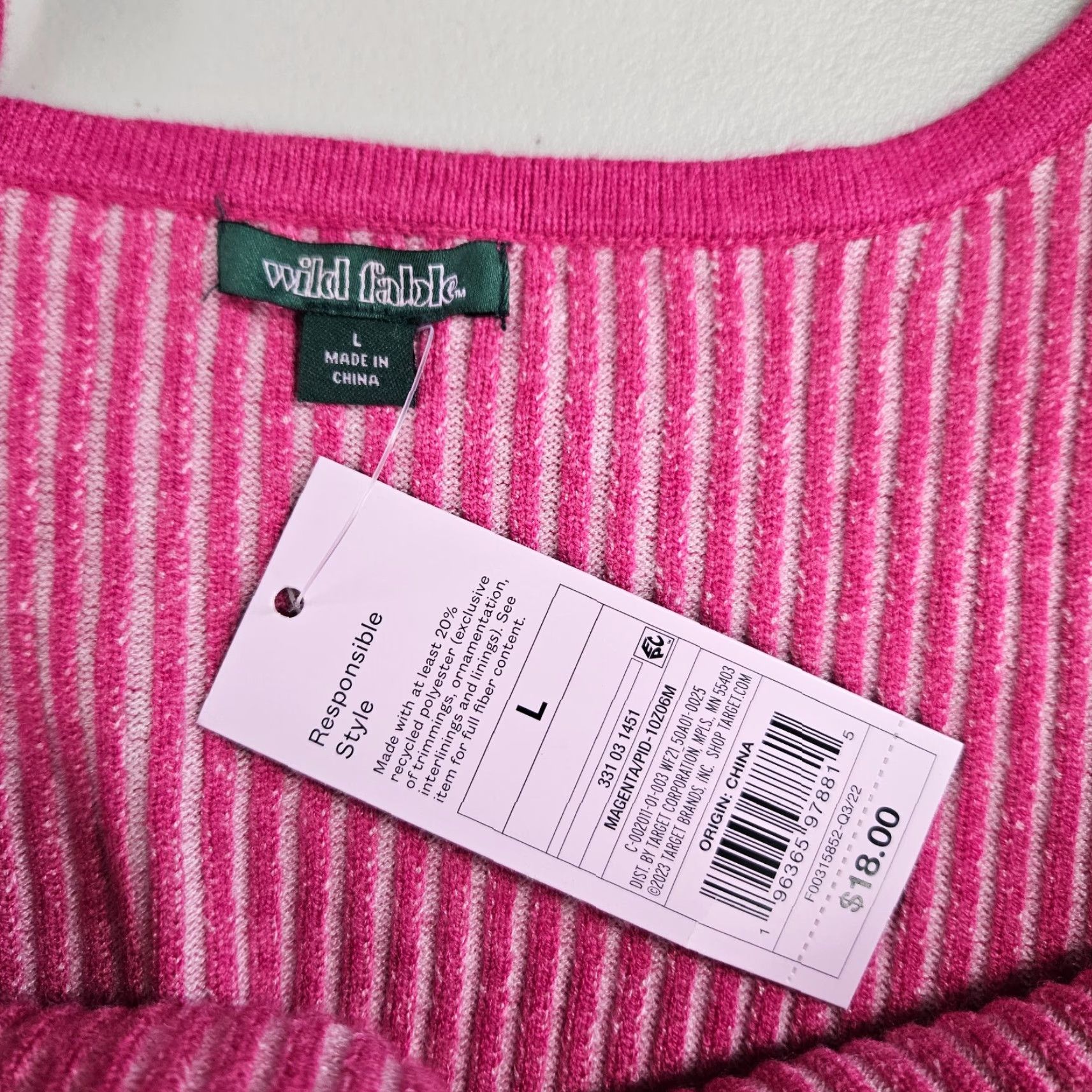Vintage Wild Fable Womens Knit Crop Top Sz Large Pink Ribbed Scoop Neck Sleeveless Tank Cropped Size L / US 10 / IT 46 - 5 Thumbnail