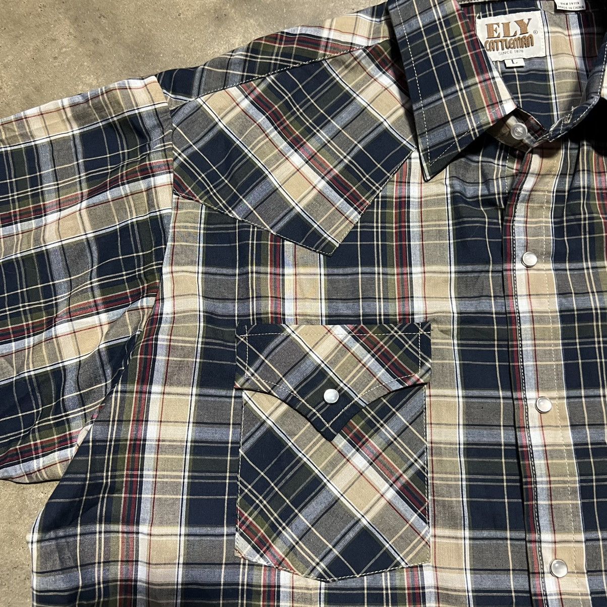 Wrangler Vintage 90s Ely Cattleman Pearl Snap Shirt Short Sleeve Size US L / EU 52-54 / 3 - 6 Thumbnail