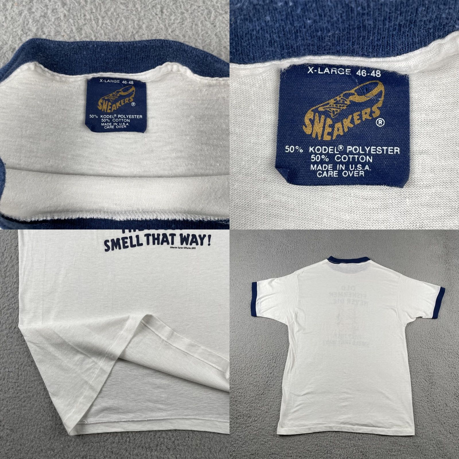 Vintage VINTAGE Sneakers White XL Fisherman Shirt 80s Mens Crew Neck Short Sleeve Cotton Polyester United States Modern Vintage 1982 Made In USA 80s Size US XL / EU 56 / 4 - 8 Thumbnail