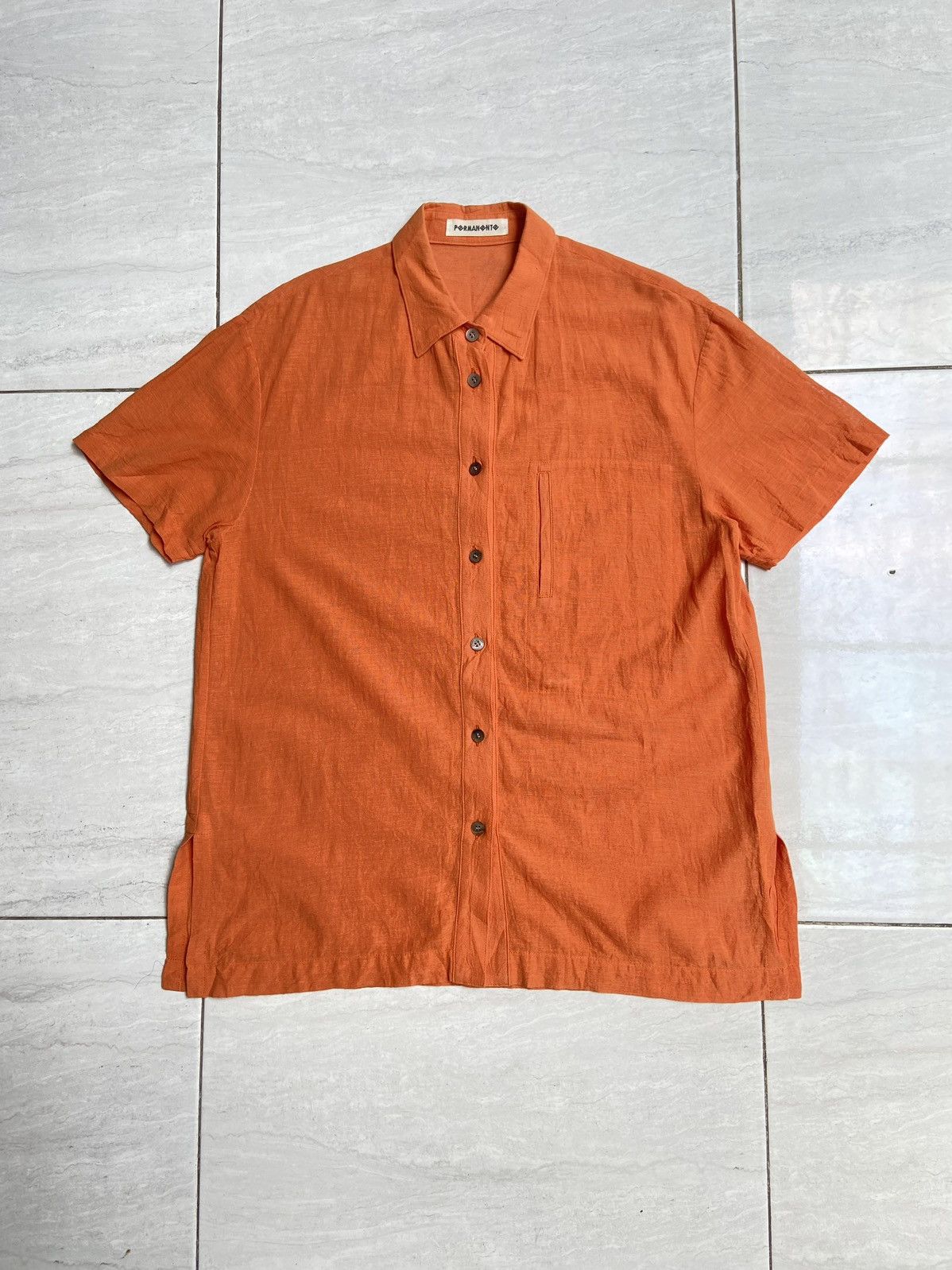 Designer × Issey Miyake × Japanese Brand PERMANENTE Orange Shirt Size US S / EU 44-46 / 1 - 1 Thumbnail