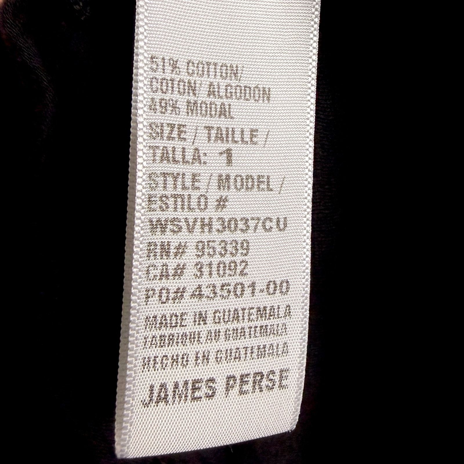 James Perse James Perse Women's Size 1 Black S/S 100% Cotton T-Shirt Size S / US 4 / IT 40 - 4 Thumbnail