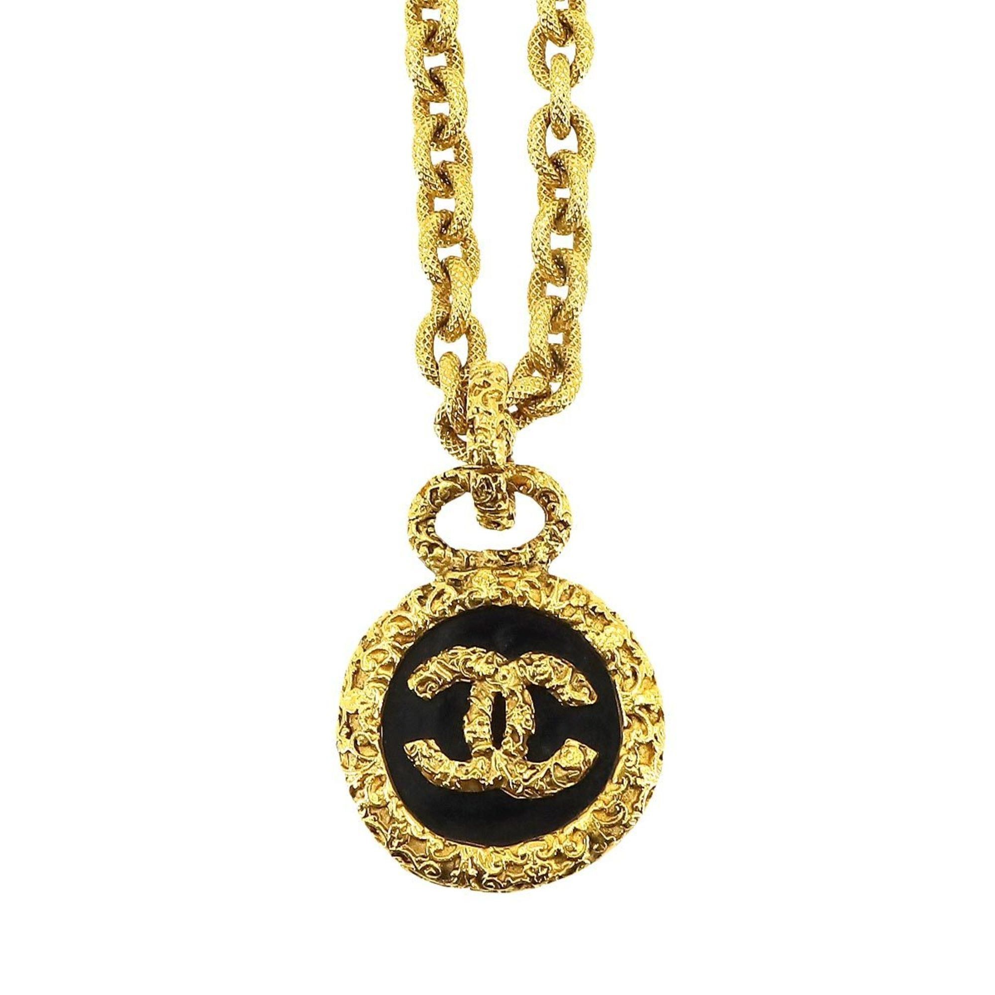 image of Chanel Cocomark Lava Necklace Gold 93A, Women's