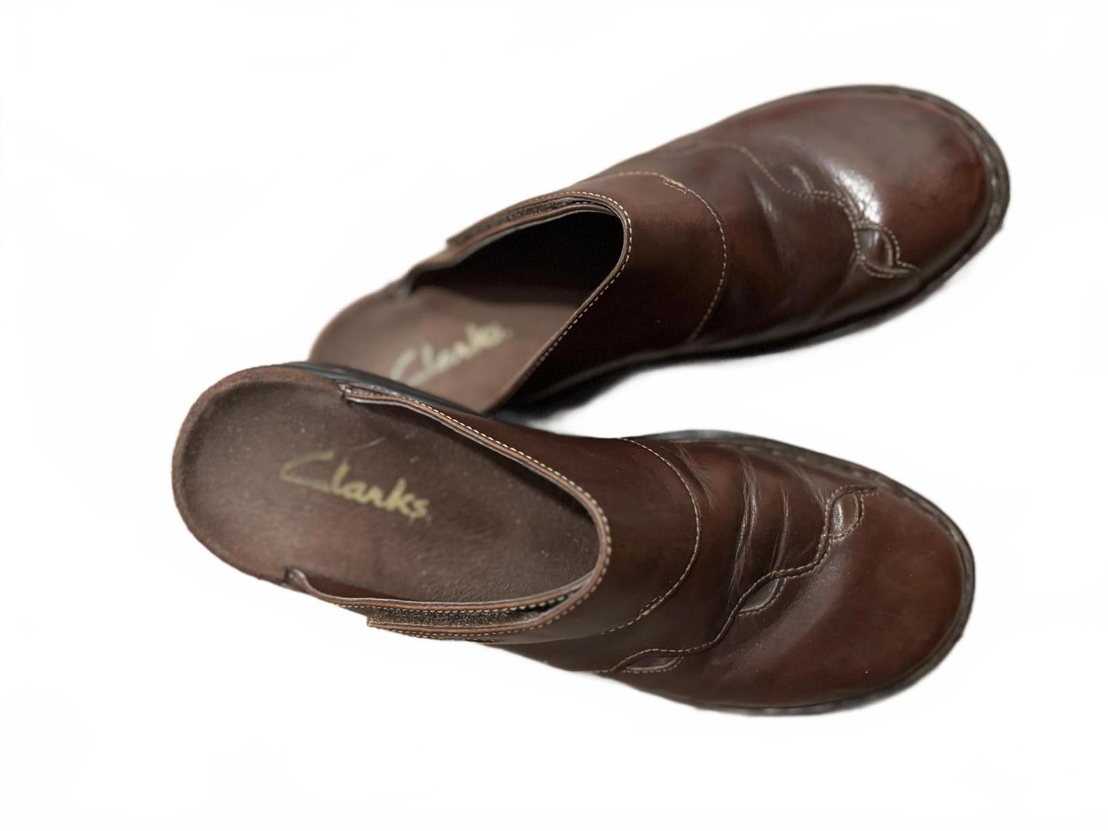 Clarks Clarks Brown Leather Women's Slip-On Shoe Clogs sz 7 Size US 7 / IT 37 - 1 Thumbnail